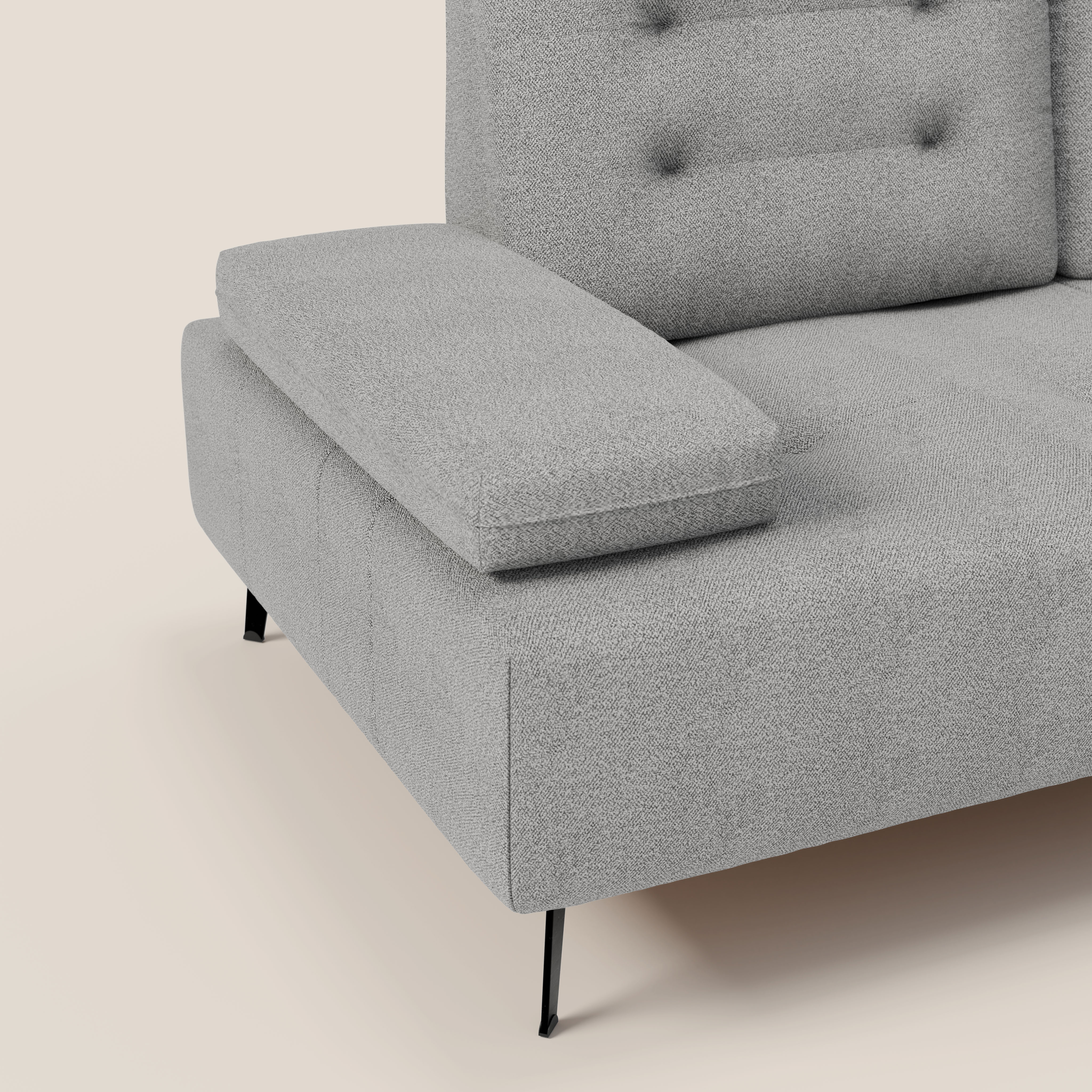 Lugano Divano 3 posti con schienali e braccioli traslanti in morbido bouclé impermeabile T07 - divani.store