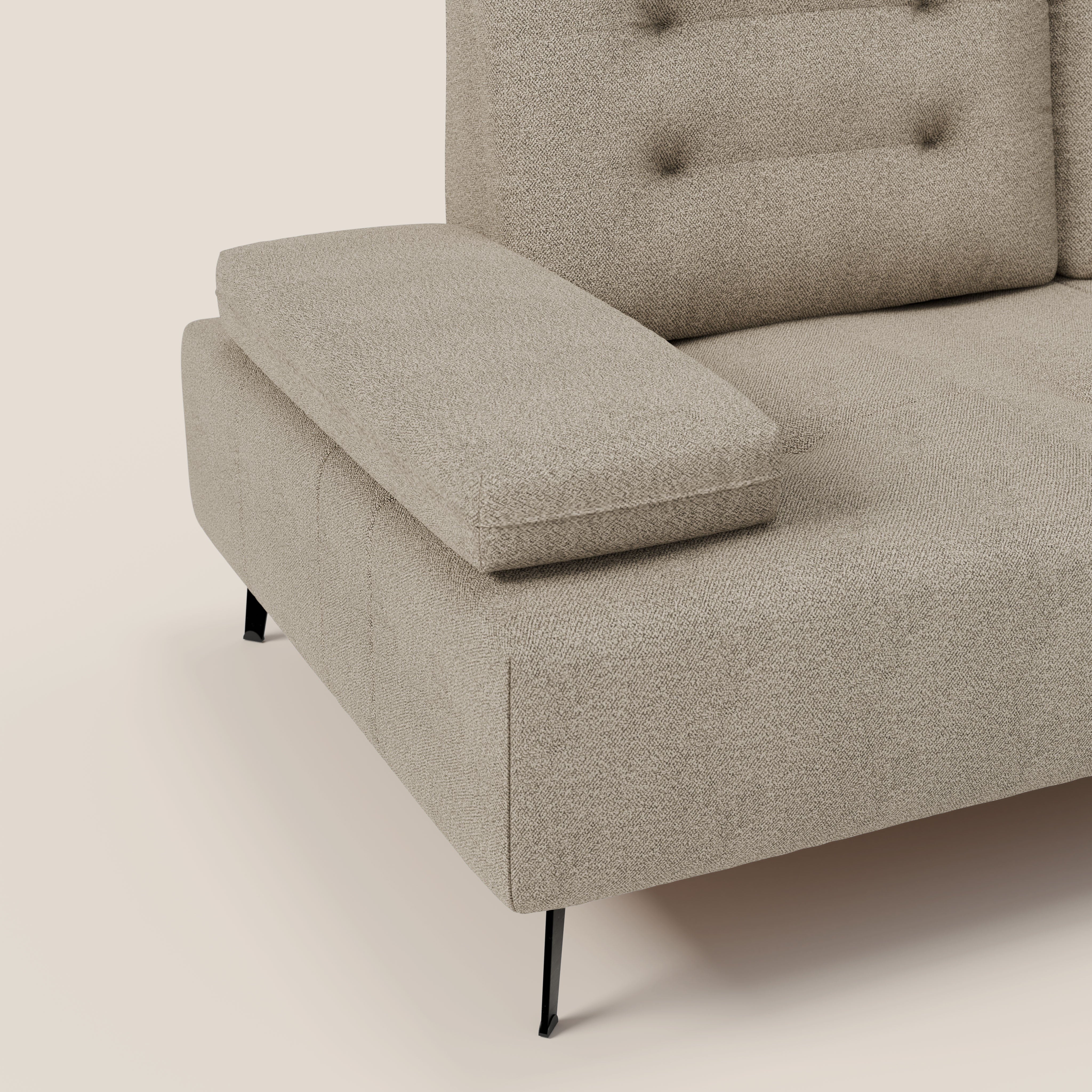 Lugano Divano 3 posti con schienali e braccioli traslanti in morbido bouclé impermeabile T07 - divani.store