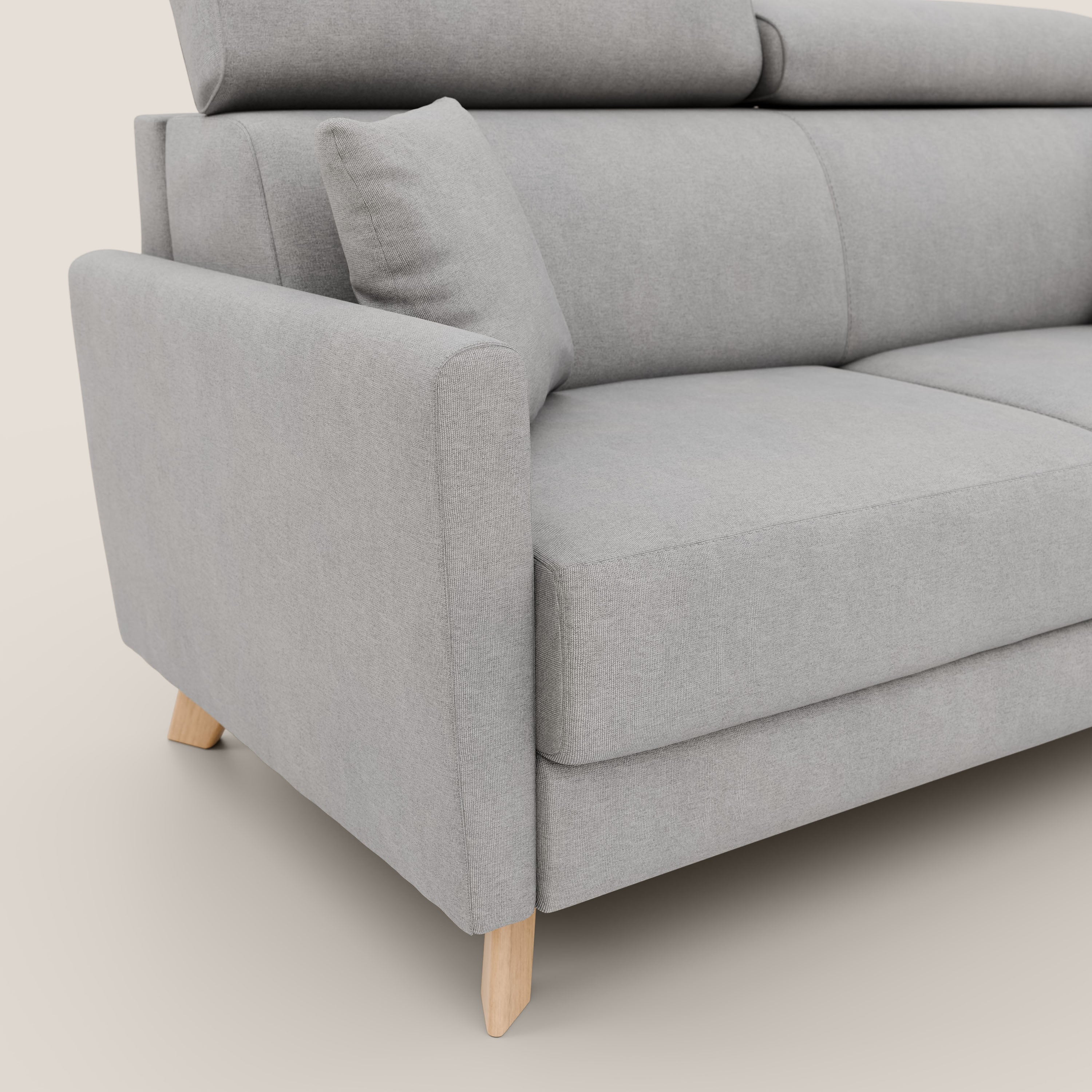 Francy divano letto matrimoniale con poggiatesta regolabili in tessuto impermeabile e smacchiabile T17 - divani.store