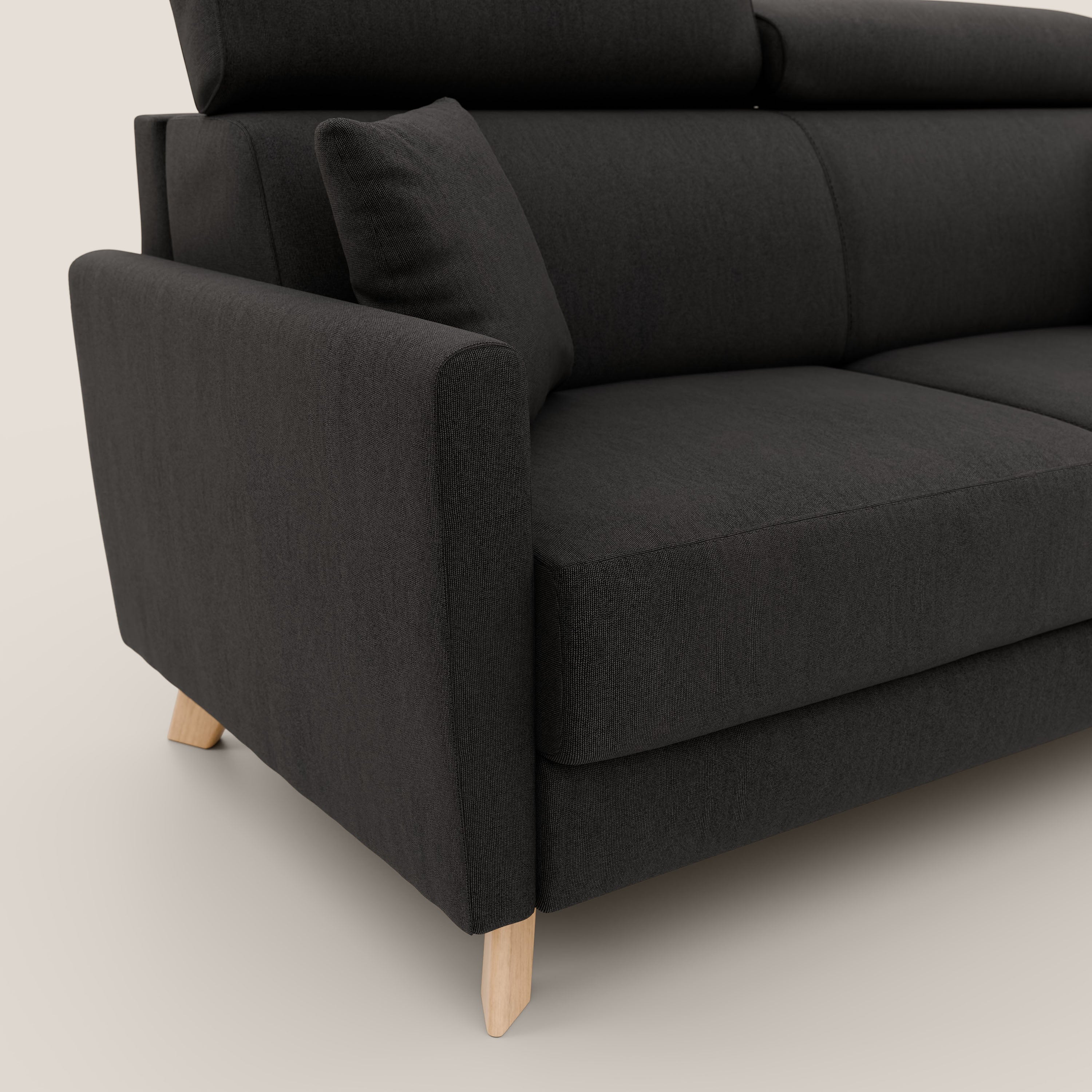 Francy divano letto matrimoniale con poggiatesta regolabili in tessuto impermeabile e smacchiabile T17 - divani.store