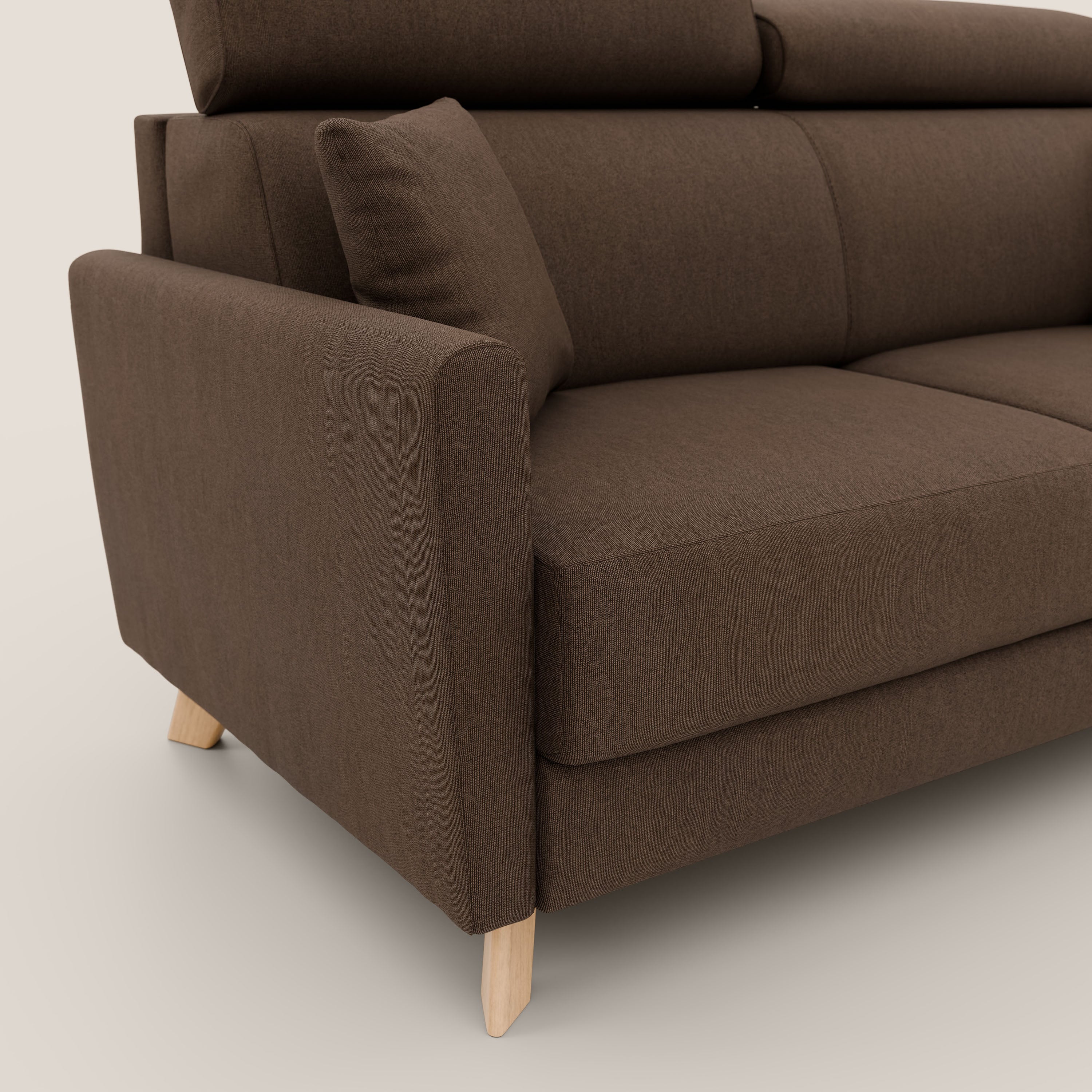 Francy divano letto matrimoniale con poggiatesta regolabili in tessuto impermeabile e smacchiabile T17 - divani.store