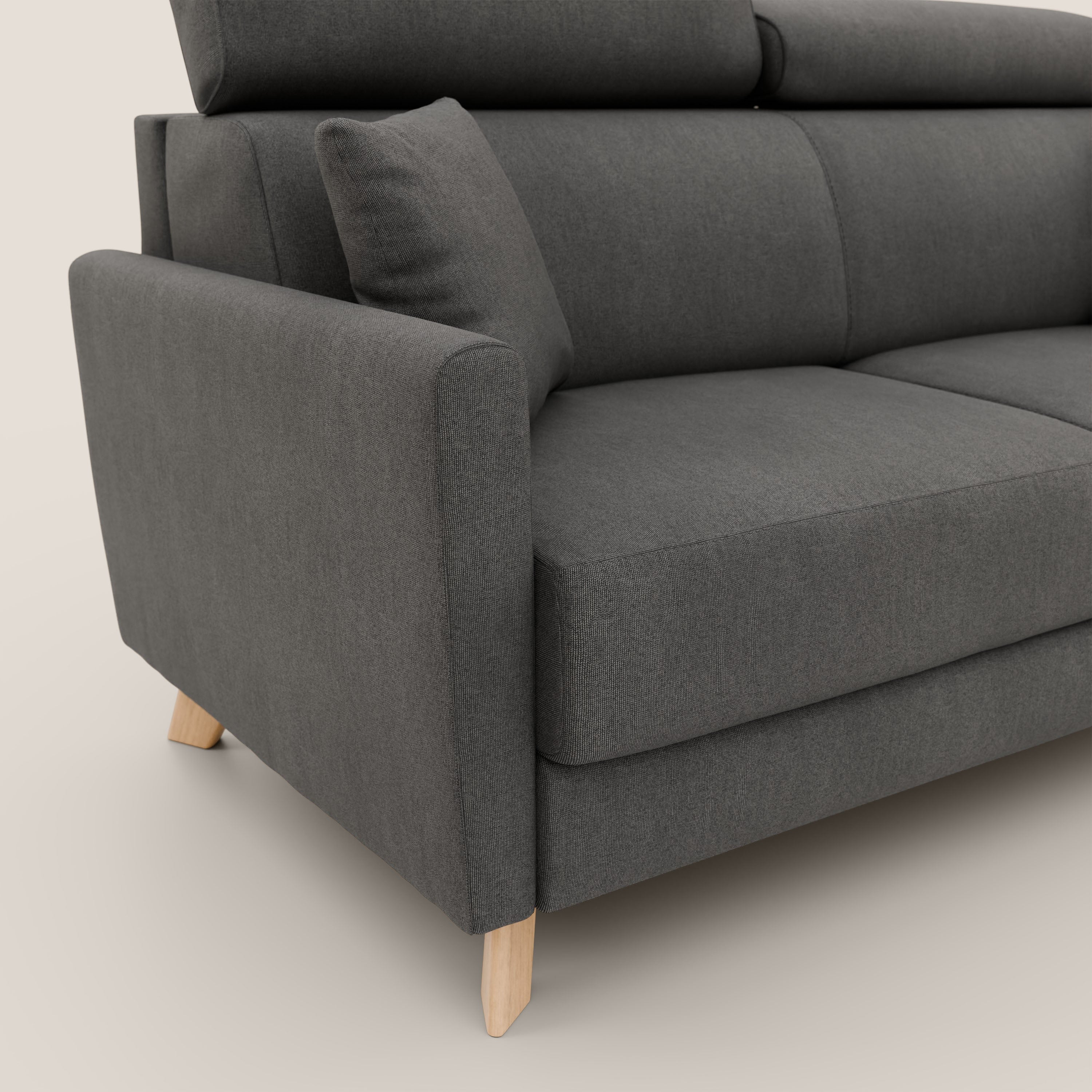 Francy divano letto matrimoniale con poggiatesta regolabili in tessuto impermeabile e smacchiabile T17 - divani.store