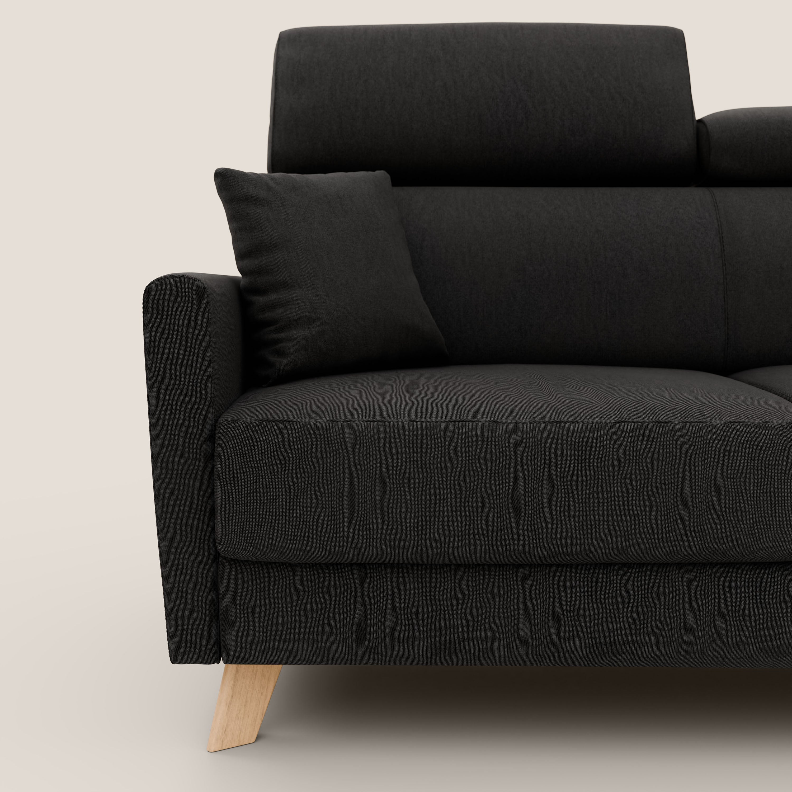 Francy divano letto matrimoniale con poggiatesta regolabili in tessuto impermeabile e smacchiabile T17 - divani.store