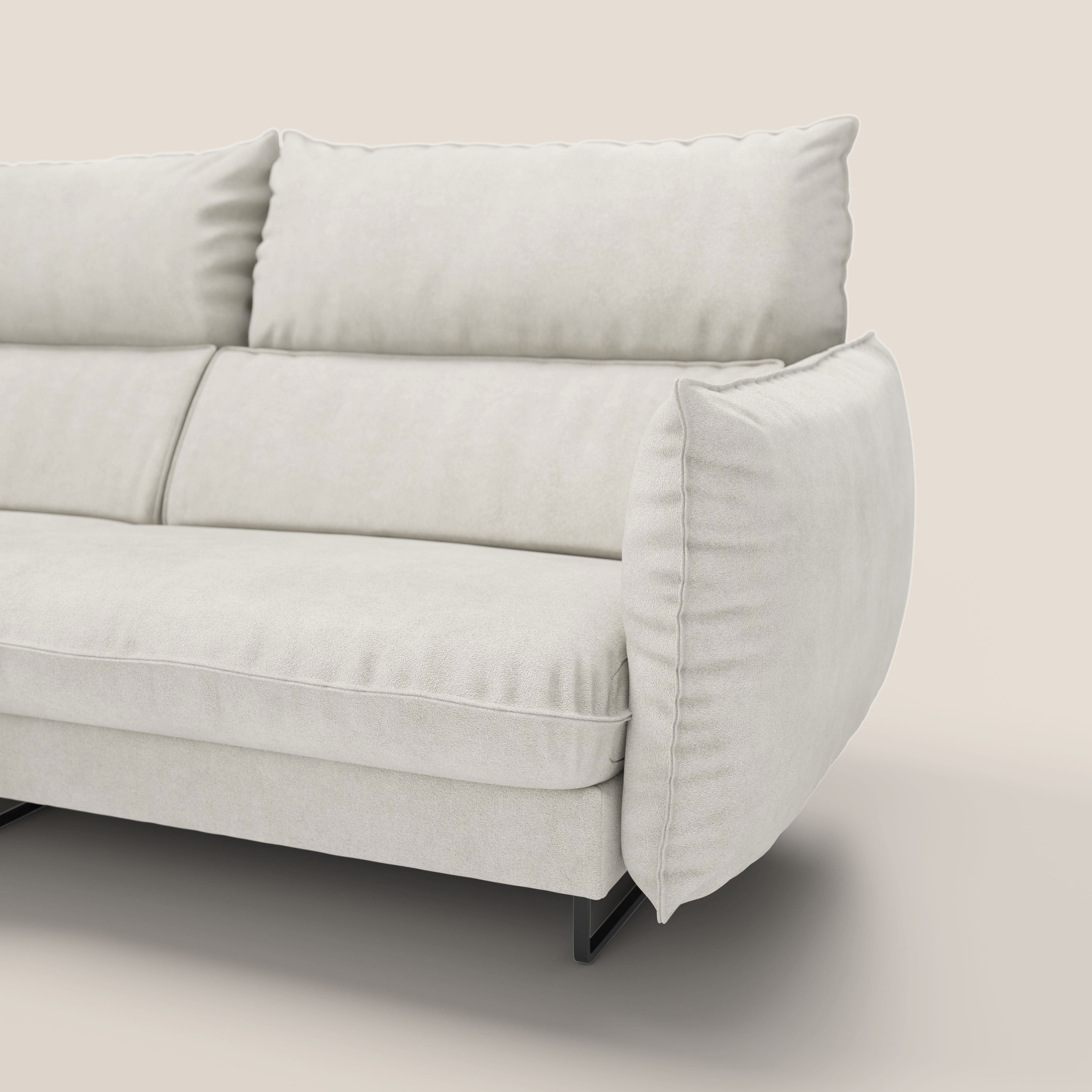 Monamour divano moderno angolare con opzione relax elettrico in microfibra smacchiabile impermeabile T11 panna - divani.store