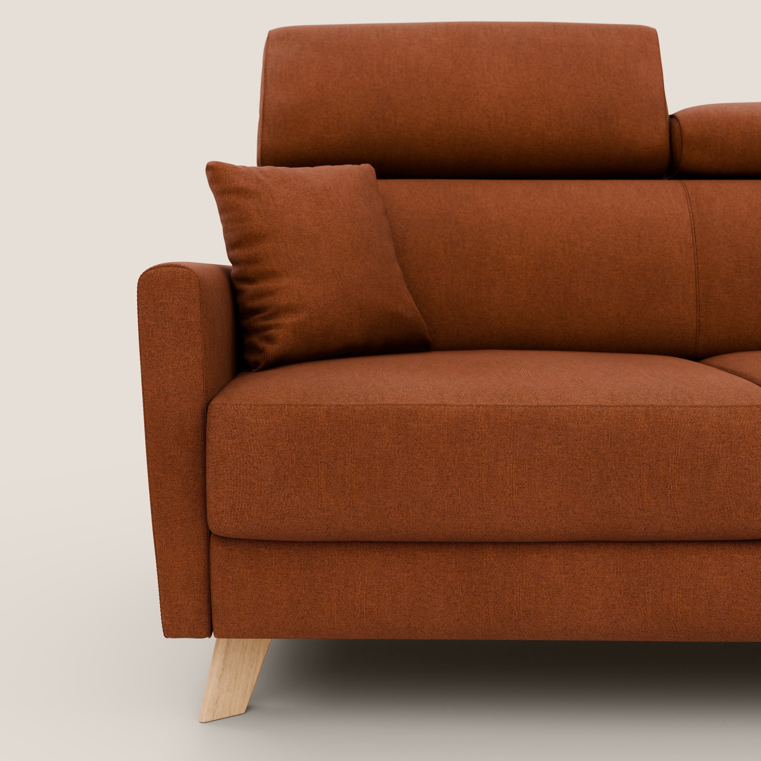 Francy divano letto matrimoniale con poggiatesta regolabili in tessuto impermeabile e smacchiabile T17 - divani.store