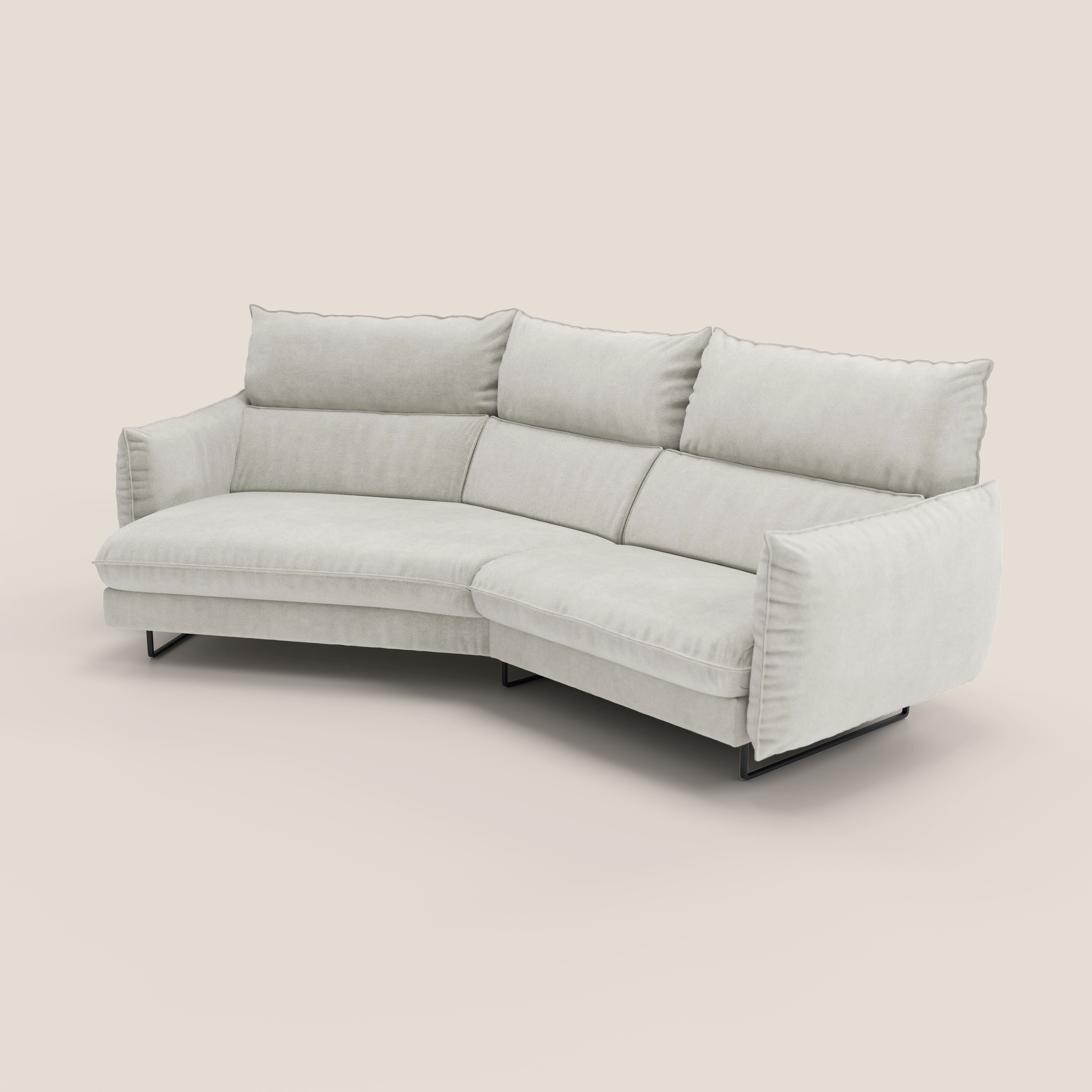 Monamour divano moderno angolare con opzione relax elettrico in microfibra smacchiabile impermeabile T11 panna - divani.store