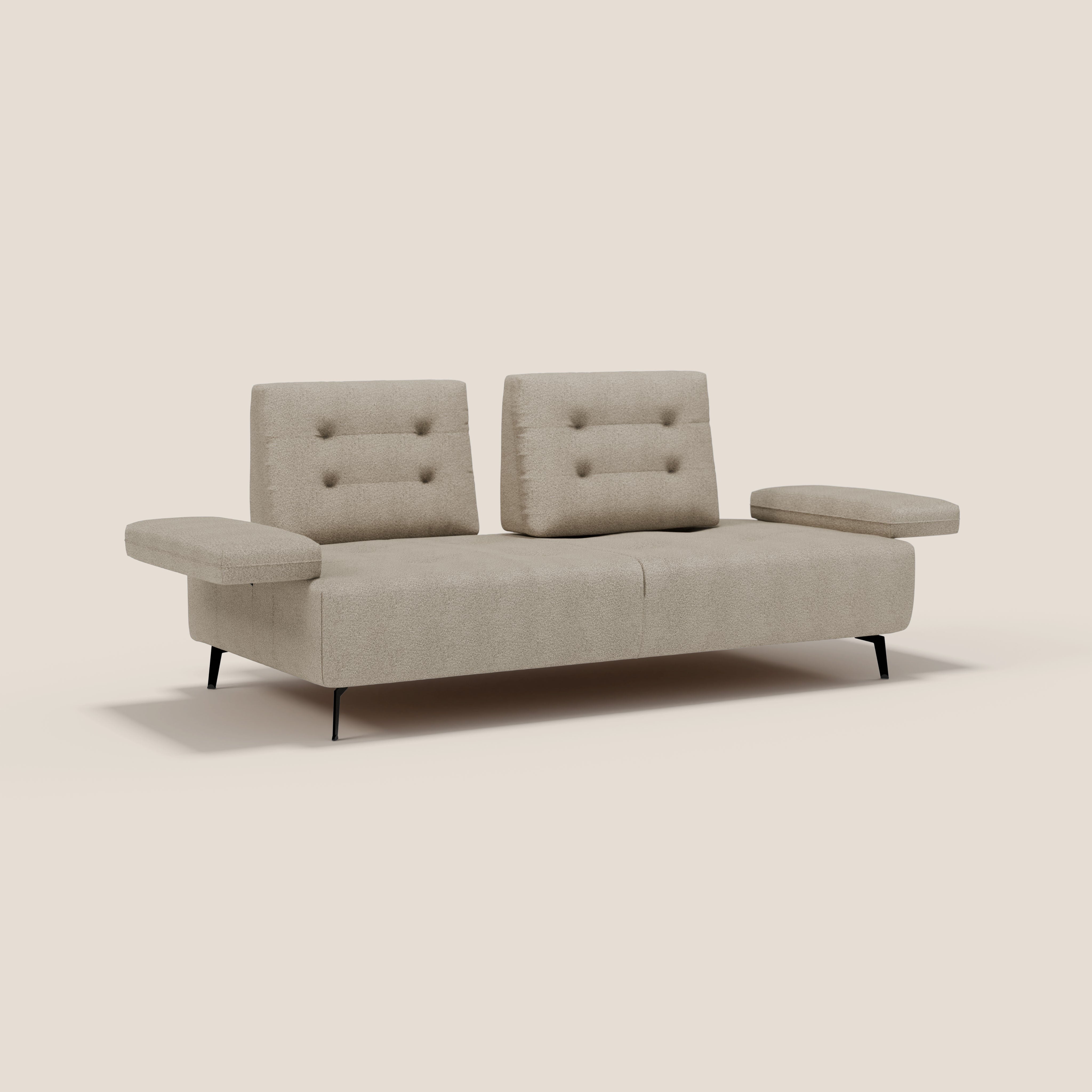 Lugano Divano 3 posti con schienali e braccioli traslanti in morbido bouclé impermeabile T07 - divani.store