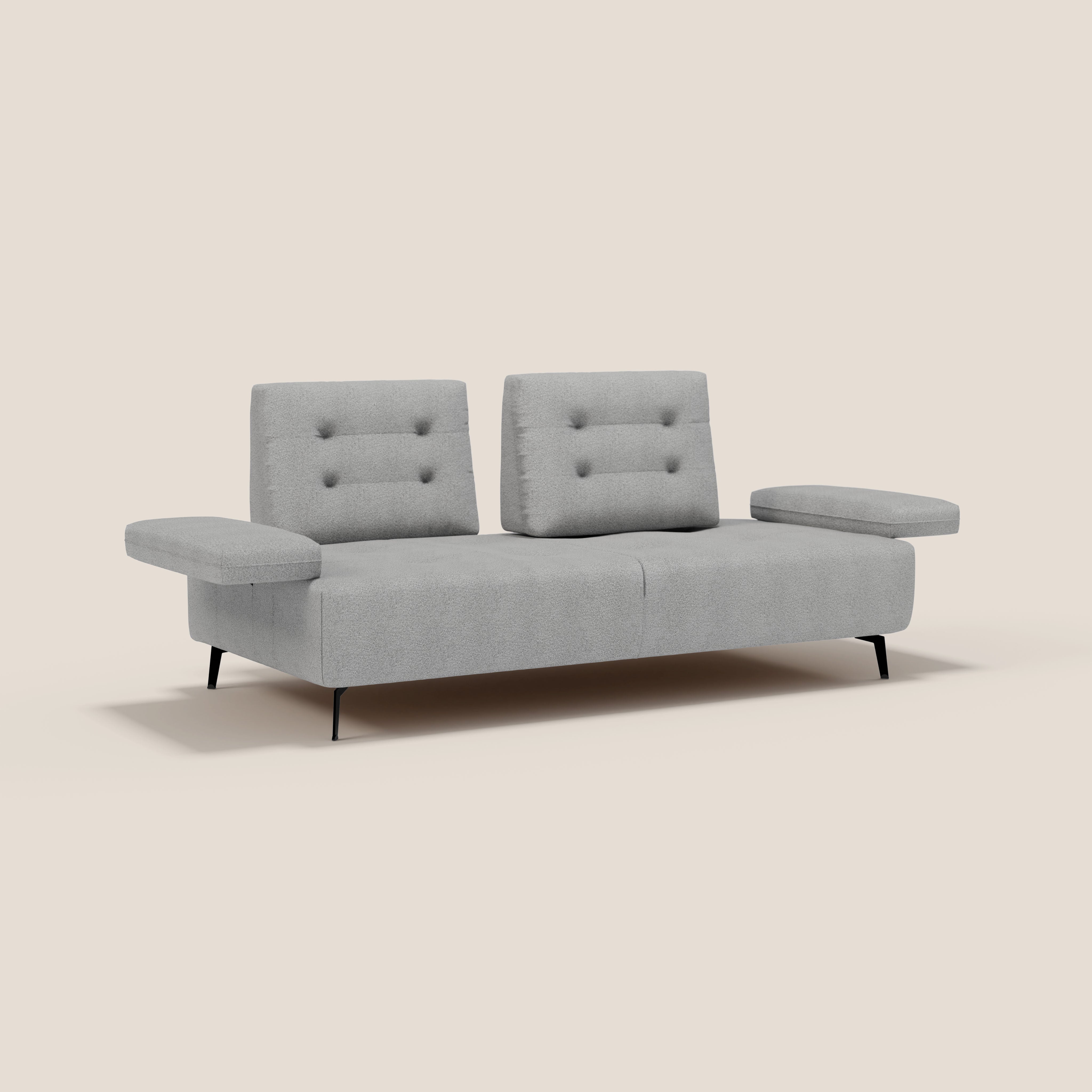 Lugano Divano 3 posti con schienali e braccioli traslanti in morbido bouclé impermeabile T07 - divani.store