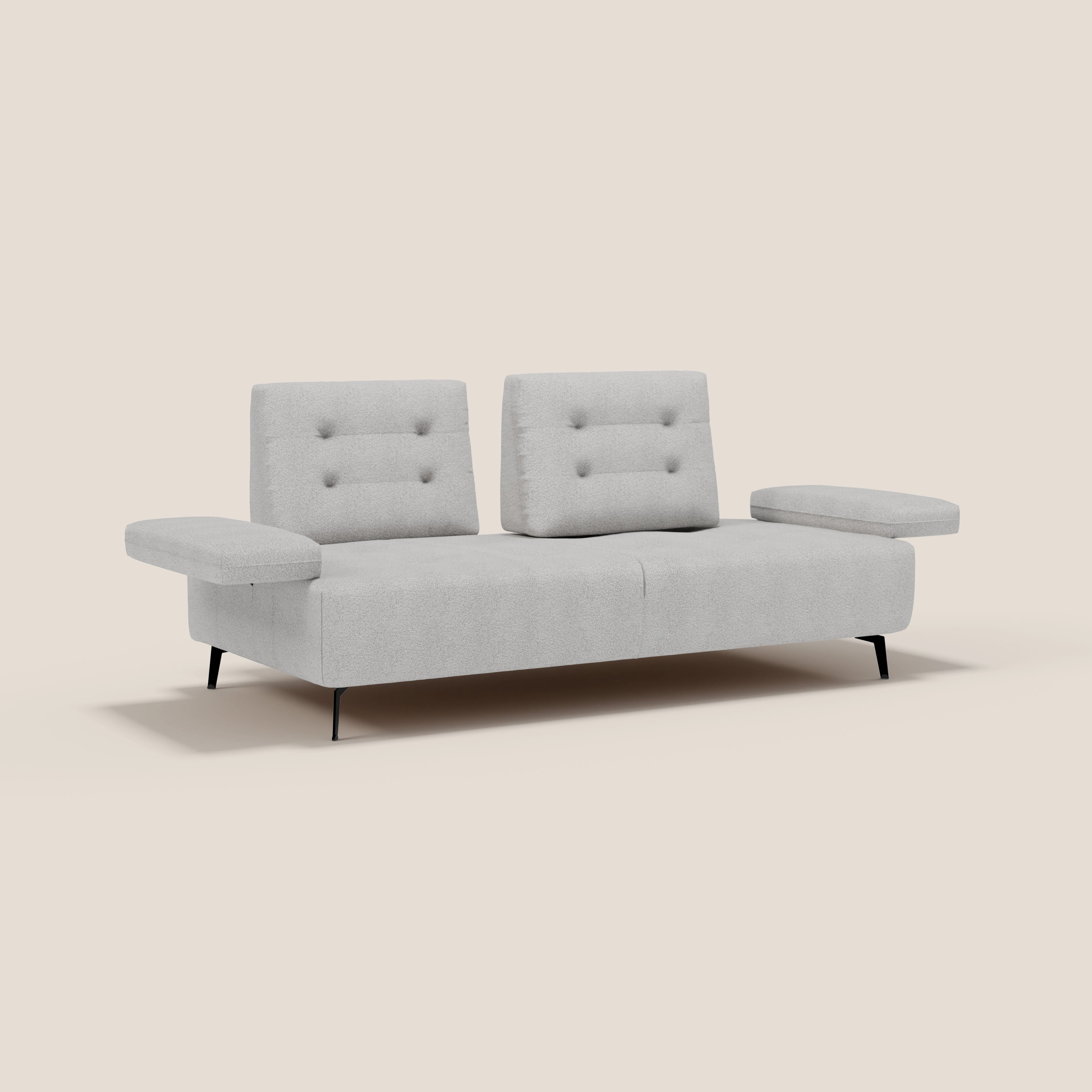 Lugano Divano 3 posti con schienali e braccioli traslanti in morbido bouclé impermeabile T07 - divani.store