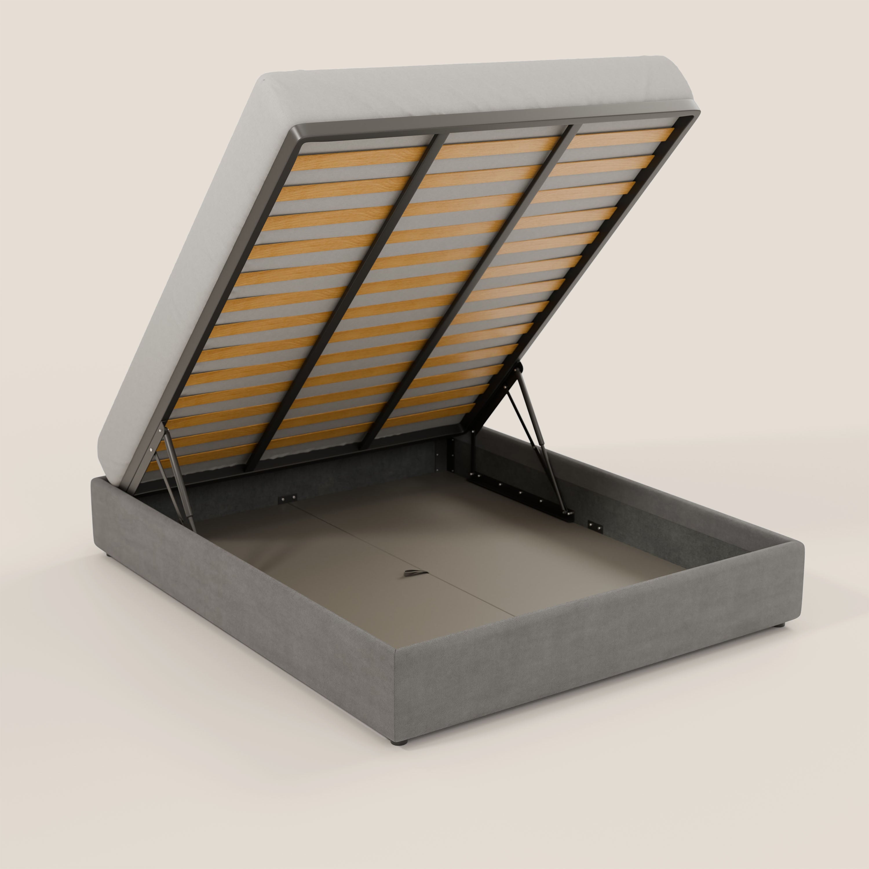 Ina sommier con ampio contenitore in microfibra smacchiabile ed impermeabile T11 - divani.store