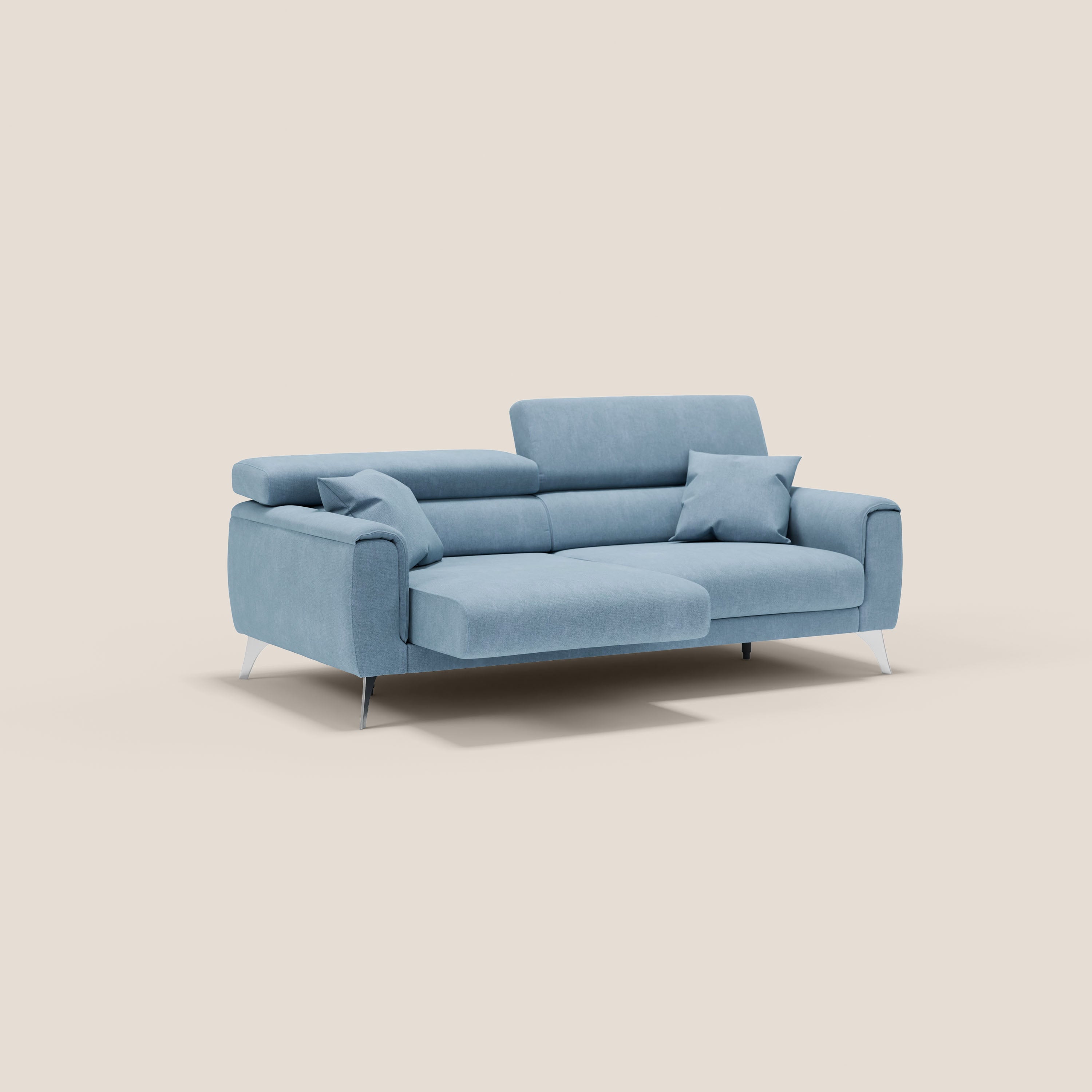 Caravaggio divano con sedute allungabili e poggiatesta reclinabili in tessuto impermeabile T02 - divani.store