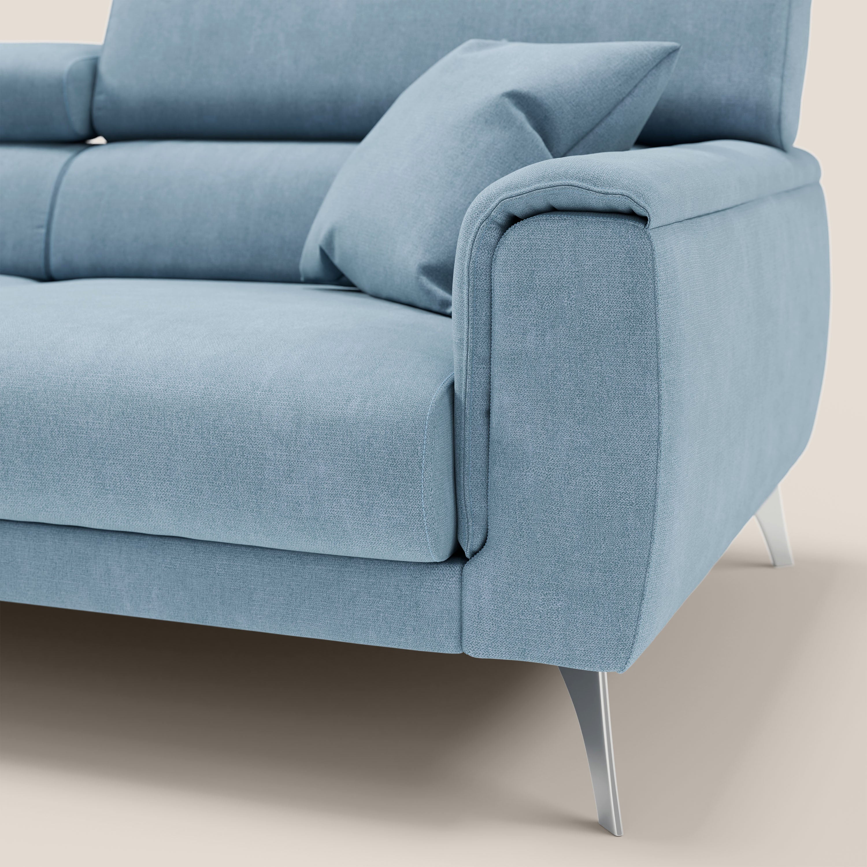 Caravaggio divano con sedute allungabili e poggiatesta reclinabili in tessuto impermeabile T02 - divani.store