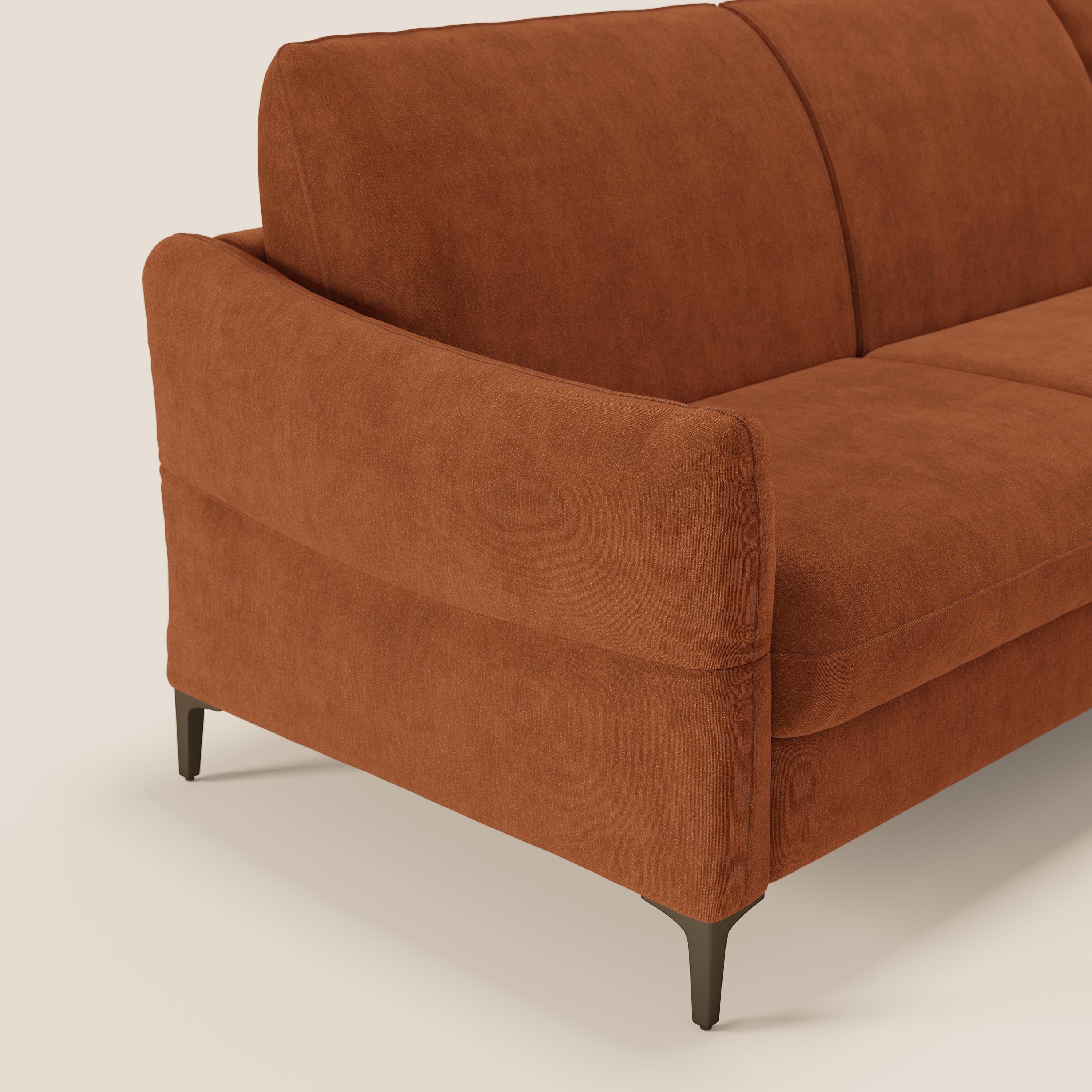 Dalia divano letto angolare con materasso alto 18 cm piedini alti e penisola contenitore in tessuto smacchiabile T17 - divani.store