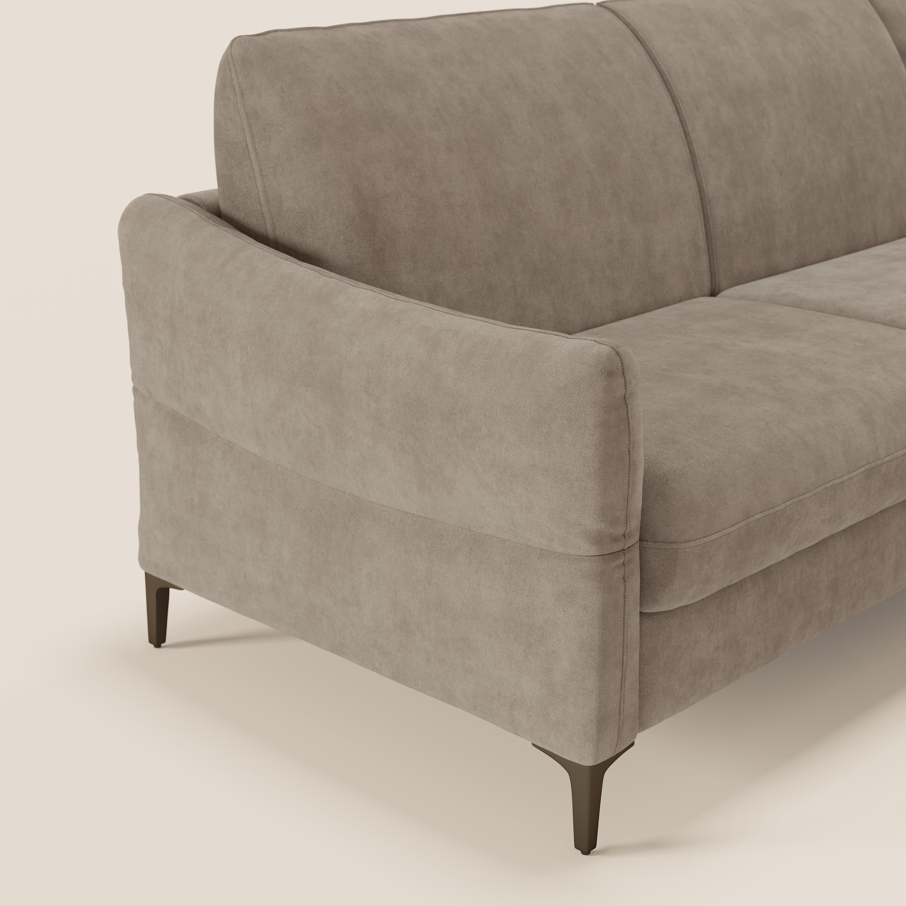 Dalia divano letto angolare con materasso alto 18 cm piedini alti e penisola contenitore in tessuto smacchiabile T17 - divani.store