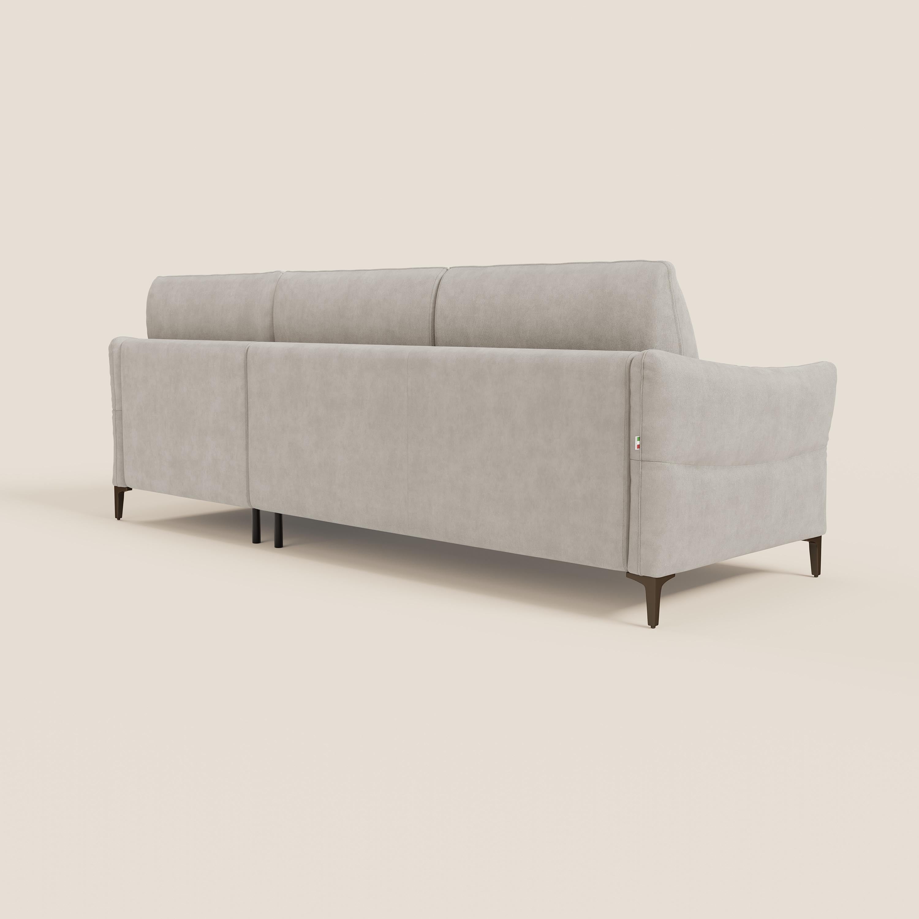 Dalia divano letto angolare con materasso alto 18 cm piedini alti e penisola contenitore in tessuto smacchiabile T17 - divani.store