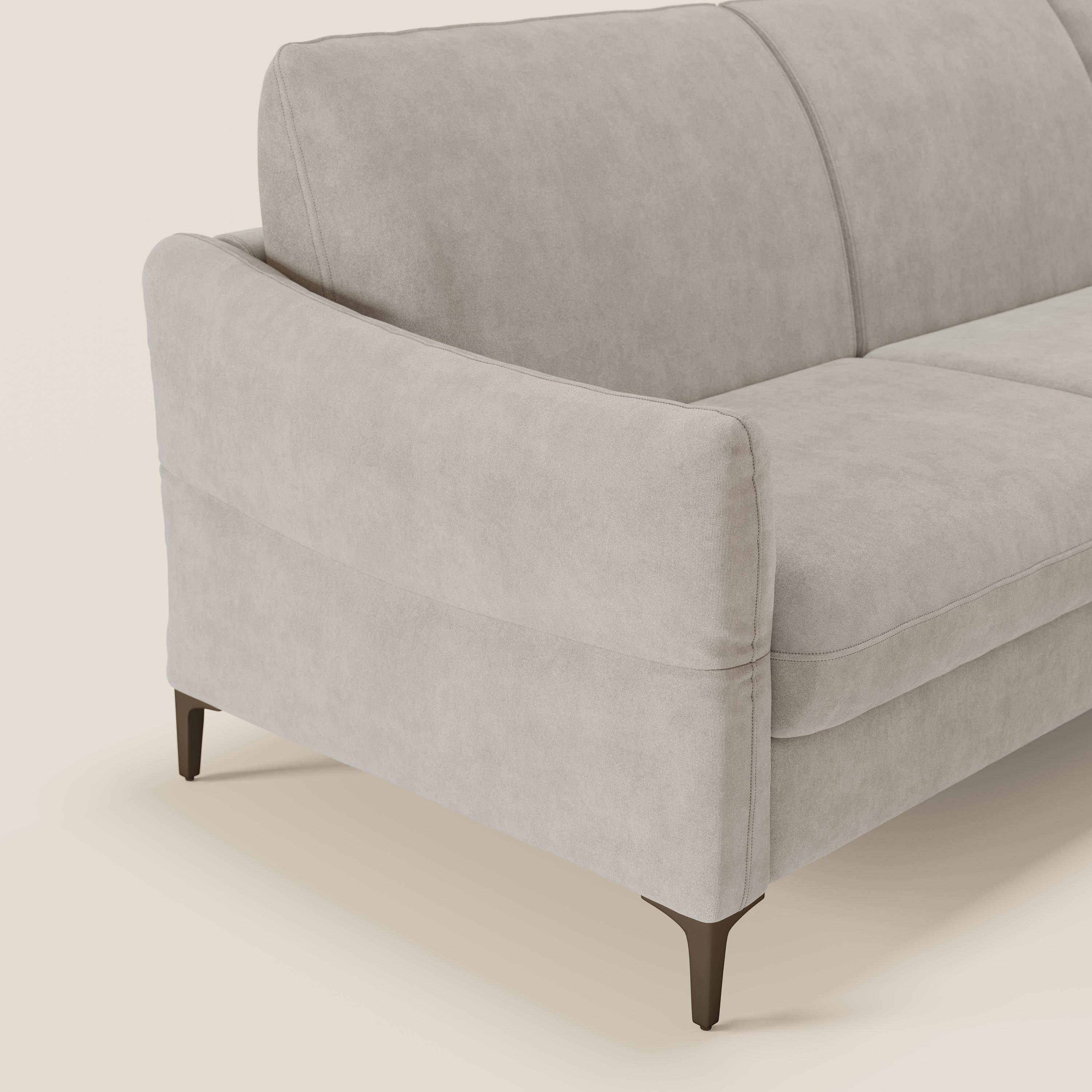 Dalia divano letto angolare con materasso alto 18 cm piedini alti e penisola contenitore in tessuto smacchiabile T17 - divani.store