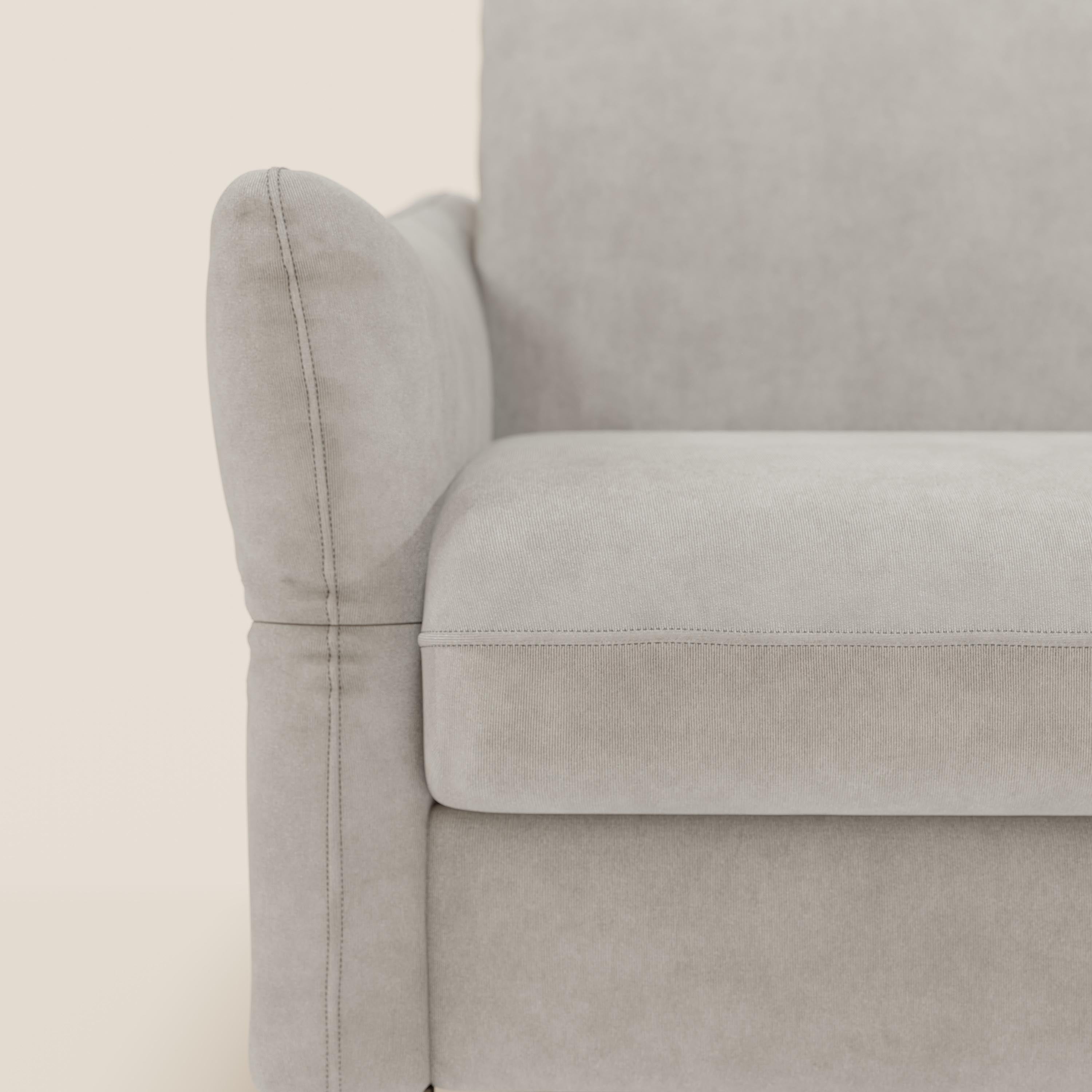 Dalia divano letto angolare con materasso alto 18 cm piedini alti e penisola contenitore in tessuto smacchiabile T17 - divani.store