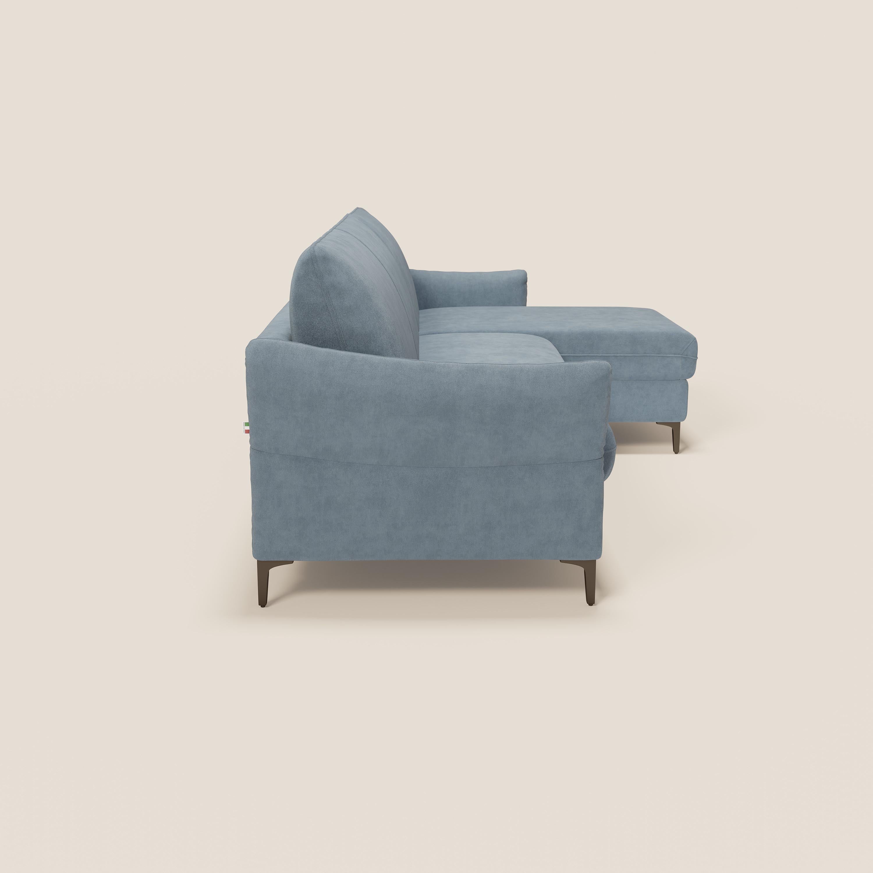 Dalia divano letto angolare con materasso alto 18 cm piedini alti e penisola contenitore in tessuto smacchiabile T17 - divani.store