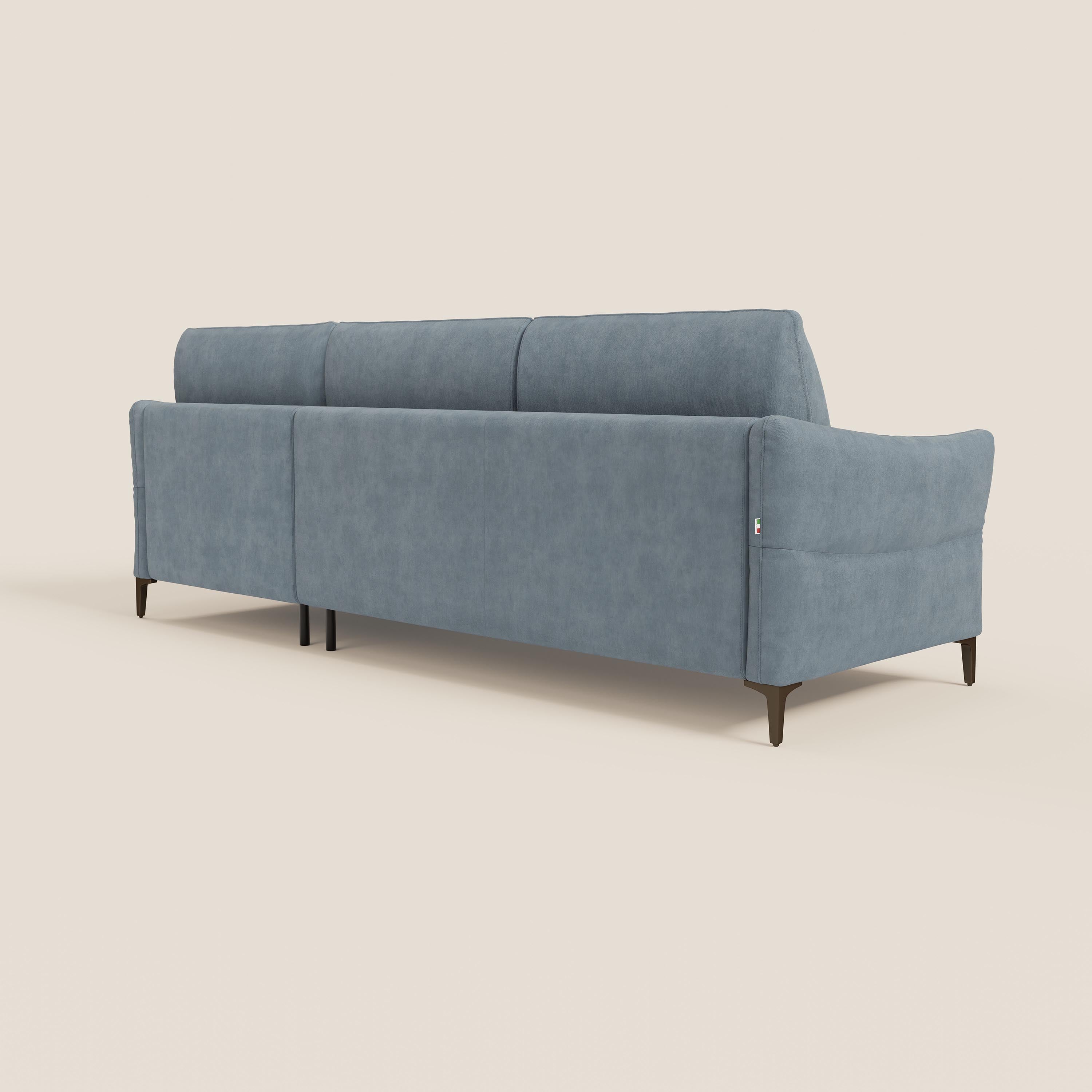 Dalia divano letto angolare con materasso alto 18 cm piedini alti e penisola contenitore in tessuto smacchiabile T17 - divani.store