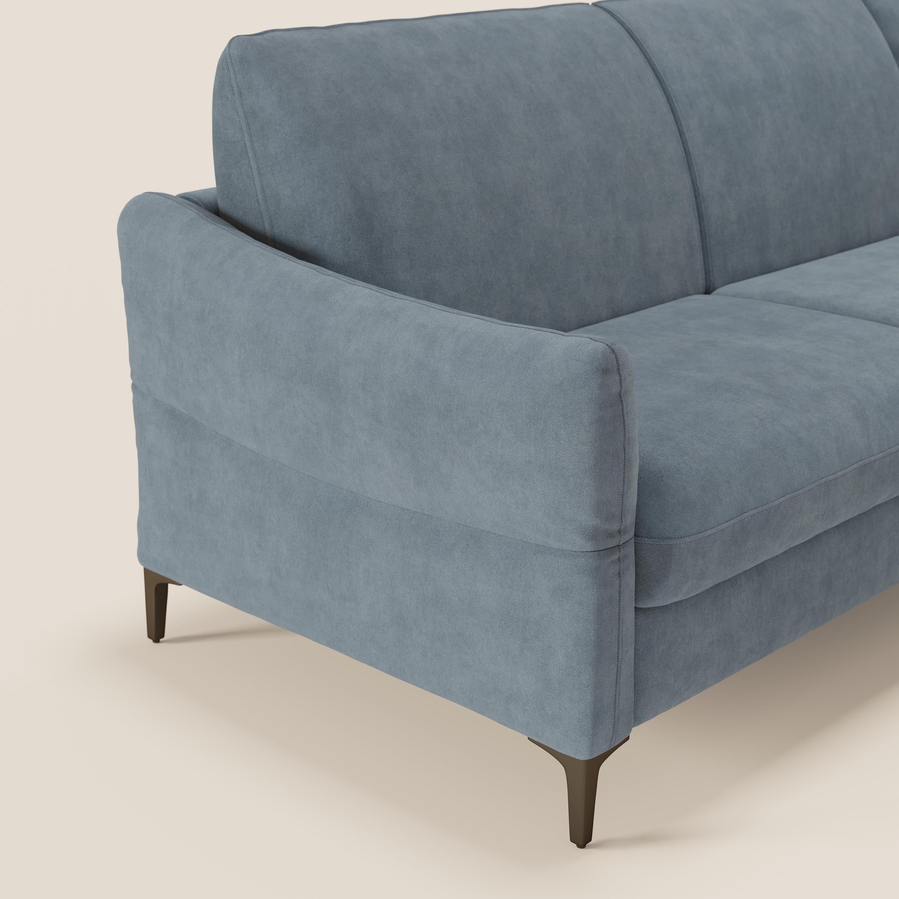 Dalia divano letto angolare con materasso alto 18 cm piedini alti e penisola contenitore in tessuto smacchiabile T17 - divani.store