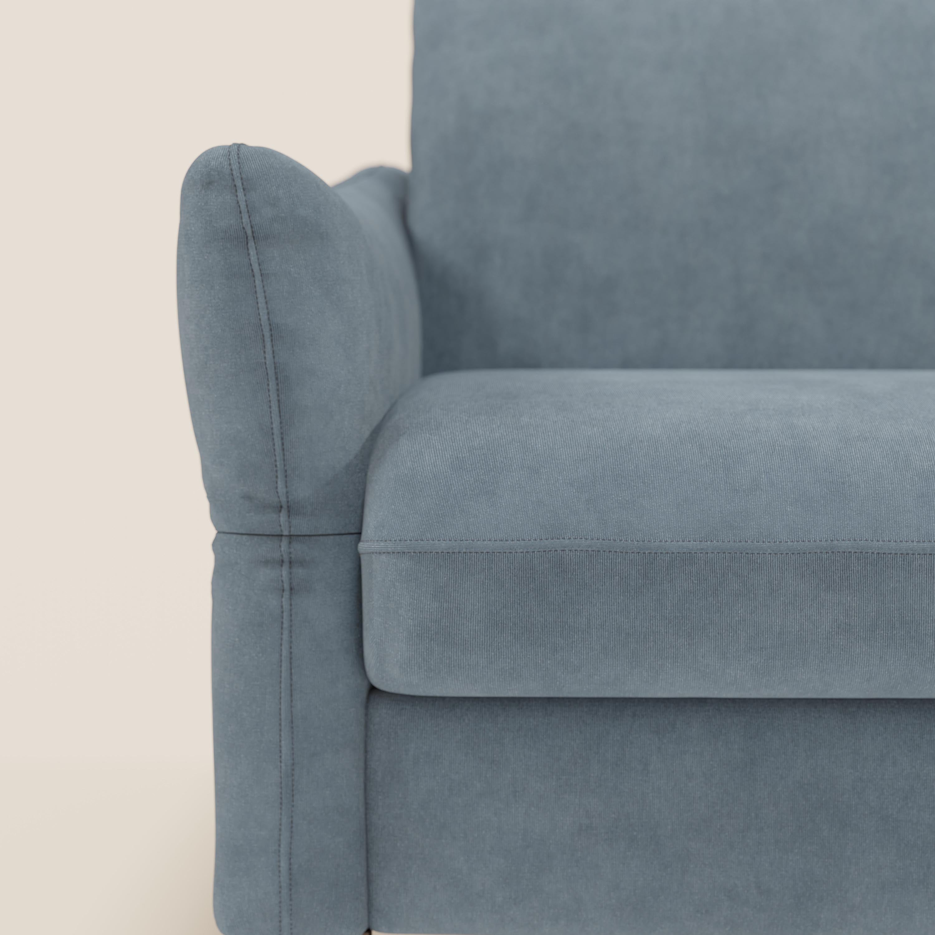 Dalia divano letto angolare con materasso alto 18 cm piedini alti e penisola contenitore in tessuto smacchiabile T17 - divani.store