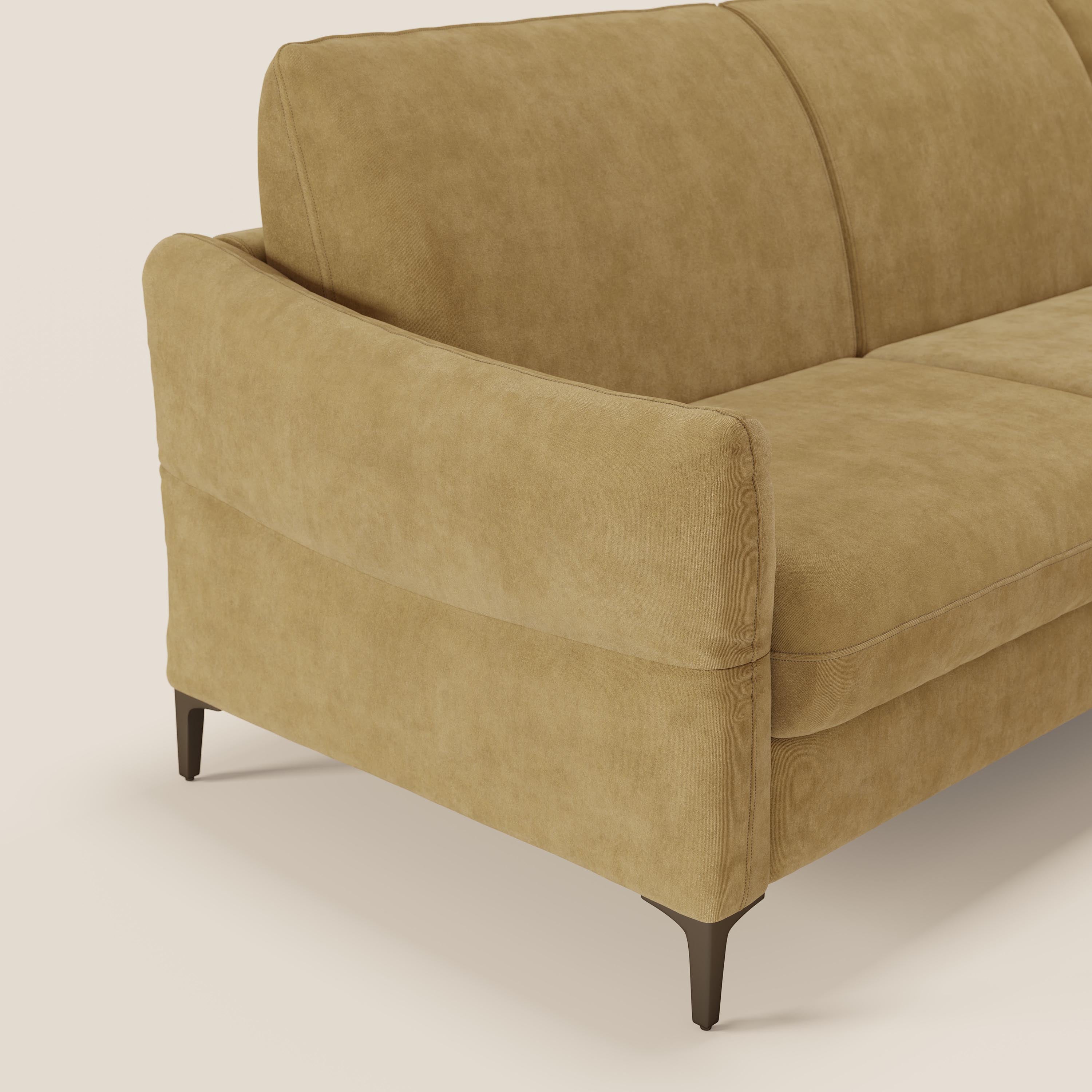 Dalia divano letto angolare con materasso alto 18 cm piedini alti e penisola contenitore in tessuto smacchiabile T17 - divani.store