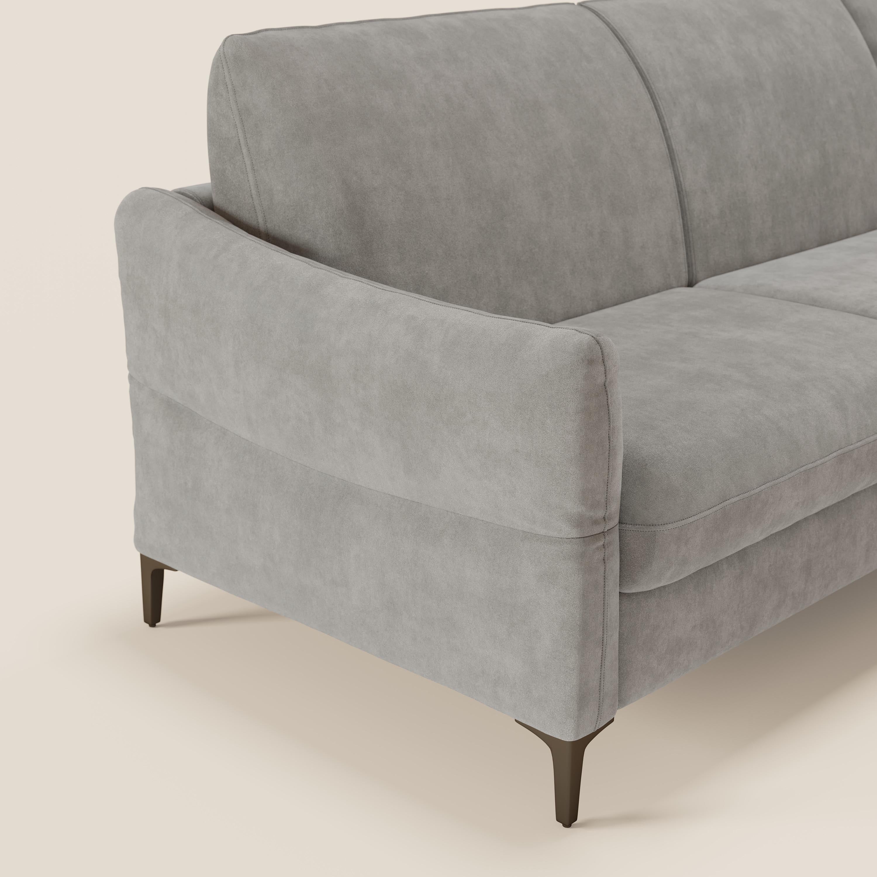 Dalia divano letto angolare con materasso alto 18 cm piedini alti e penisola contenitore in tessuto smacchiabile T17 - divani.store