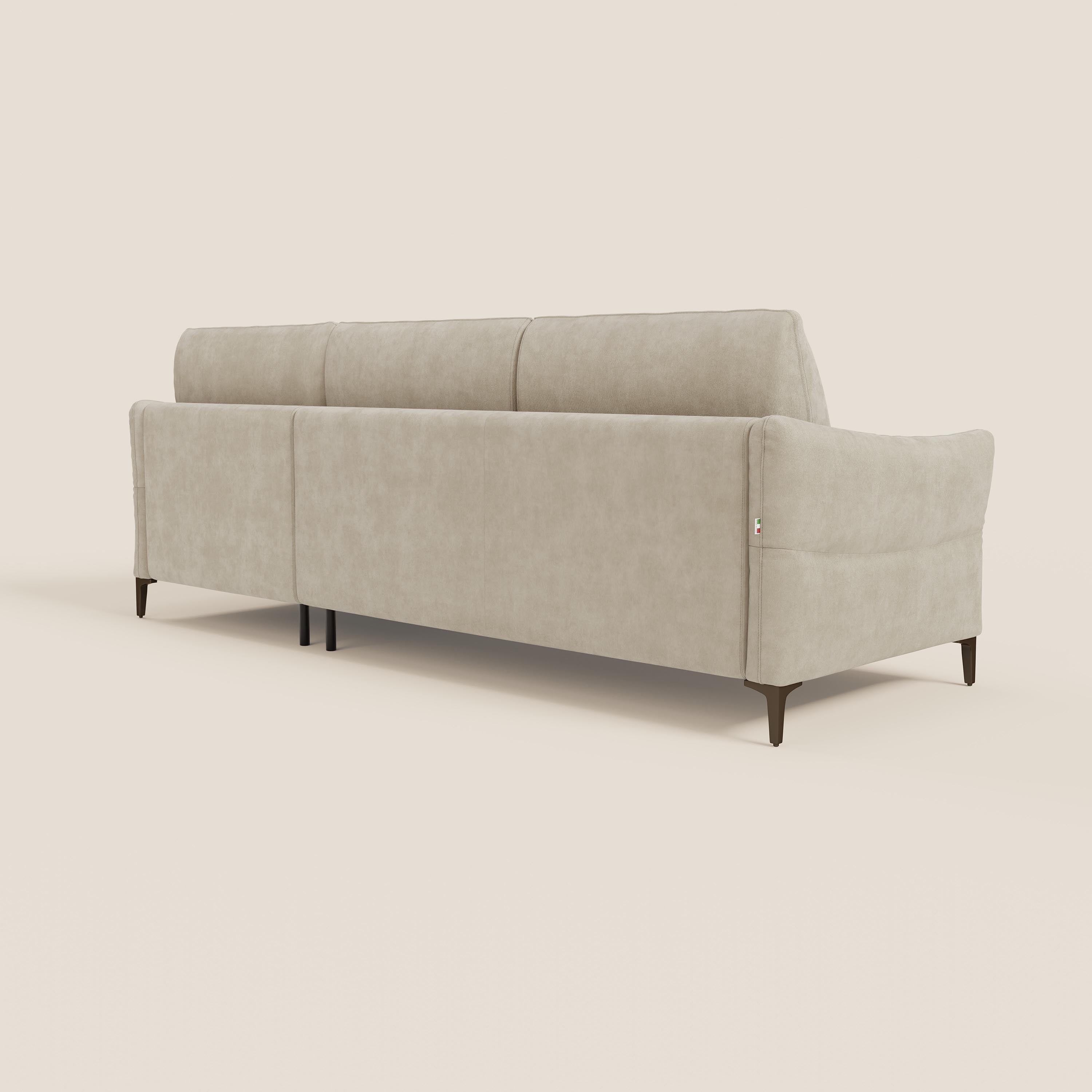 Dalia divano letto angolare con materasso alto 18 cm piedini alti e penisola contenitore in tessuto smacchiabile T17 - divani.store