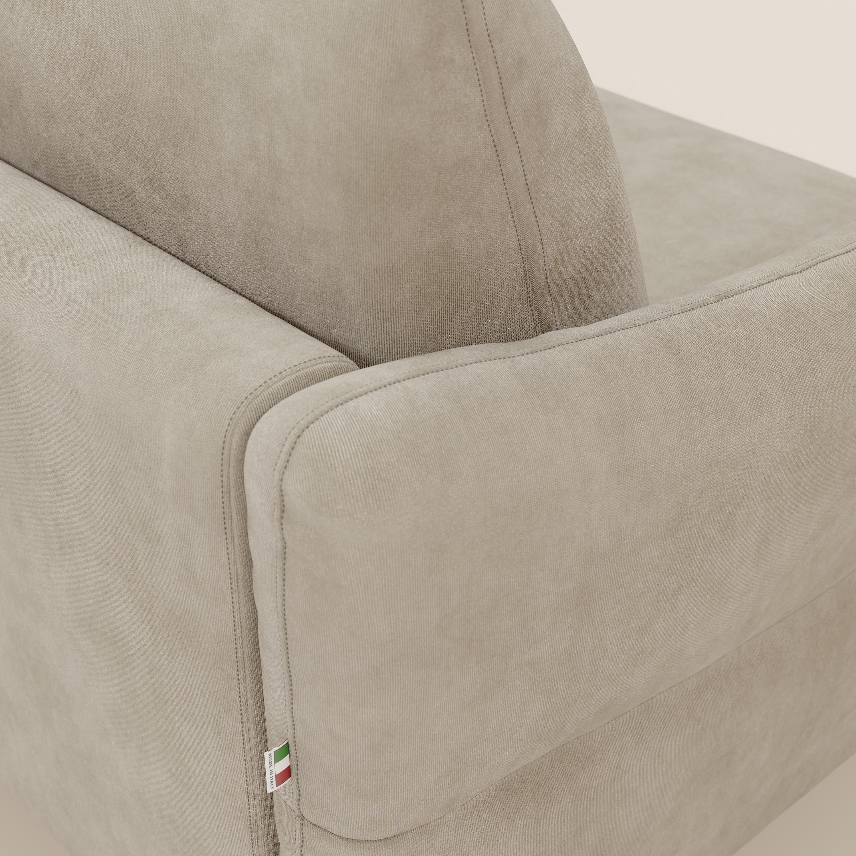 Dalia divano letto angolare con materasso alto 18 cm piedini alti e penisola contenitore in tessuto smacchiabile T17 - divani.store