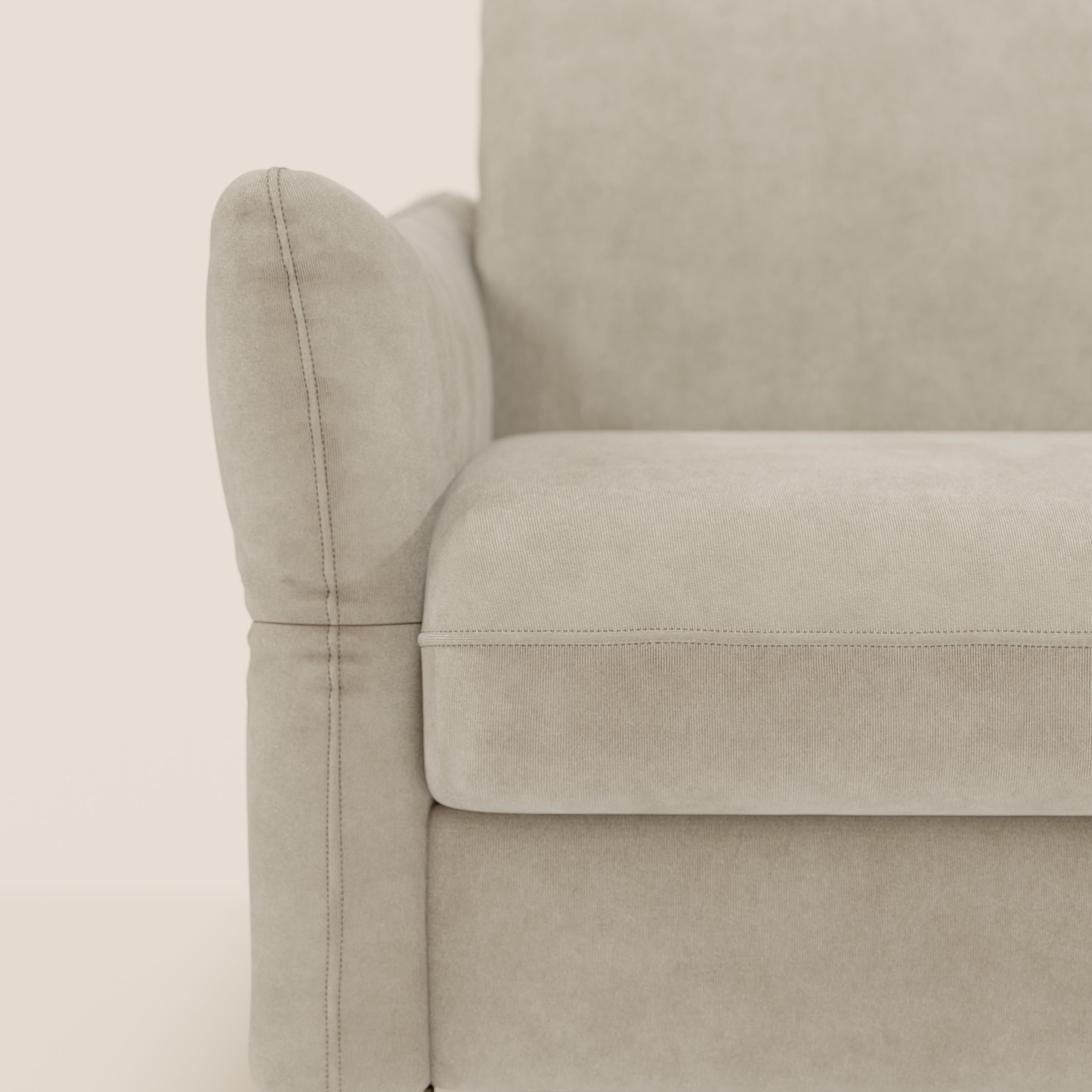 Dalia divano letto angolare con materasso alto 18 cm piedini alti e penisola contenitore in tessuto smacchiabile T17 - divani.store