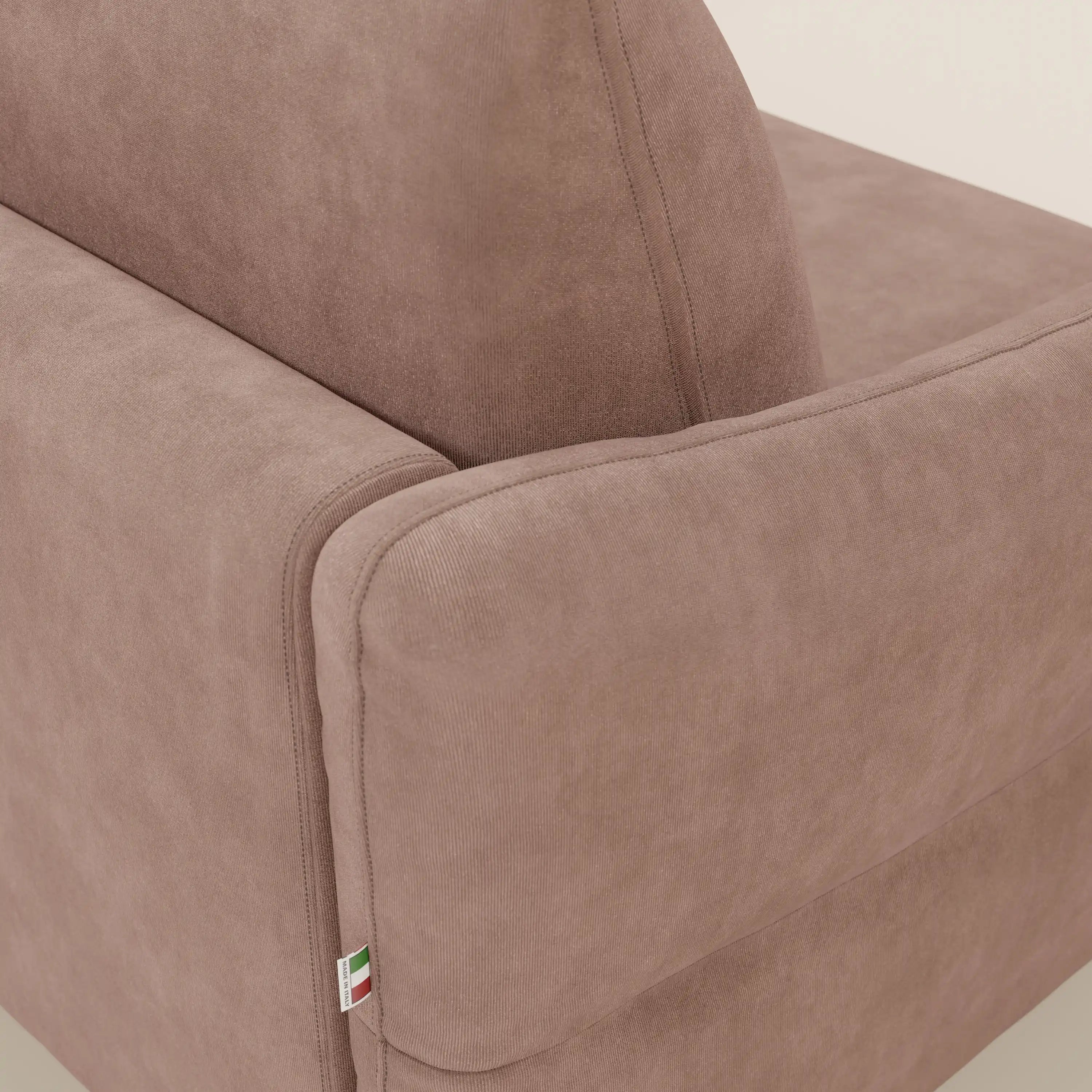 Dalia divano letto angolare con materasso alto 18 cm piedini alti e penisola contenitore in tessuto smacchiabile T17 - divani.store