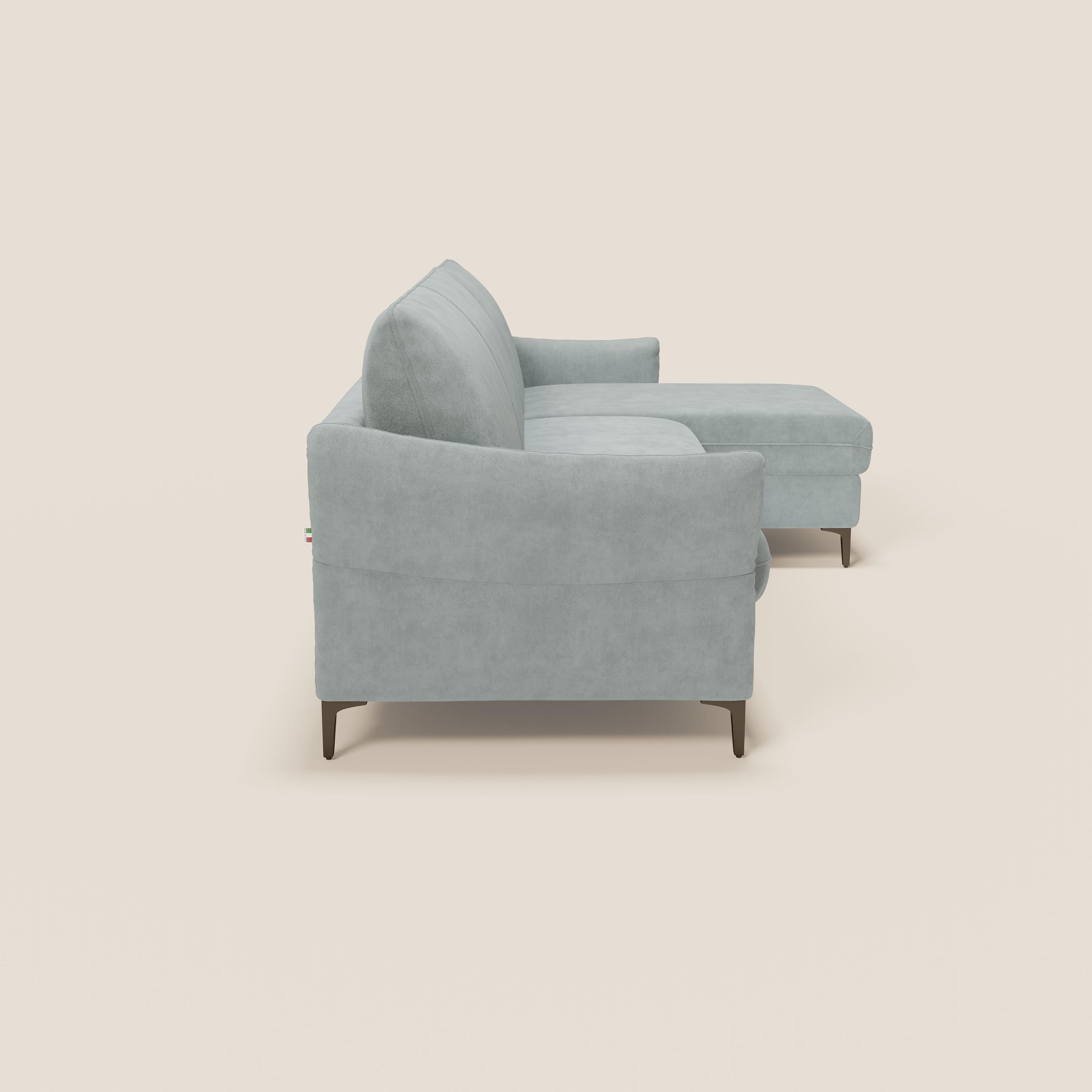 Dalia divano letto angolare con materasso alto 18 cm piedini alti e penisola contenitore in tessuto smacchiabile T17 - divani.store