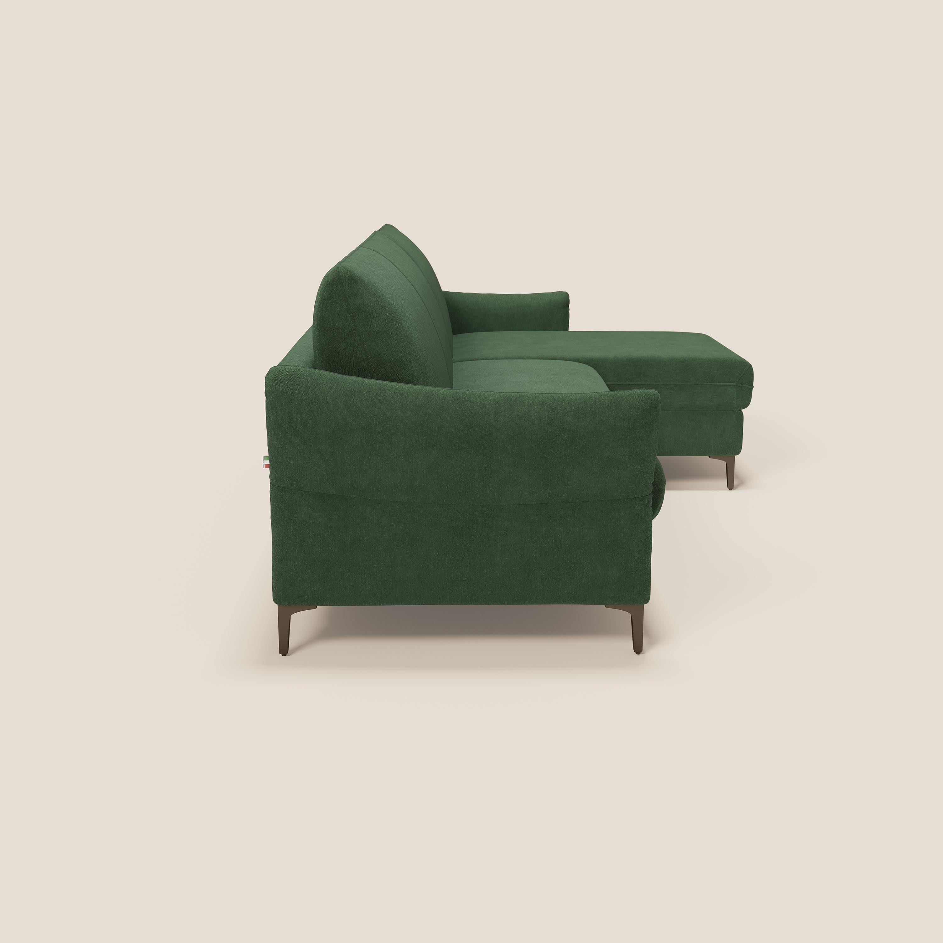 Dalia divano letto angolare con materasso alto 18 cm piedini alti e penisola contenitore in tessuto smacchiabile T17 - divani.store