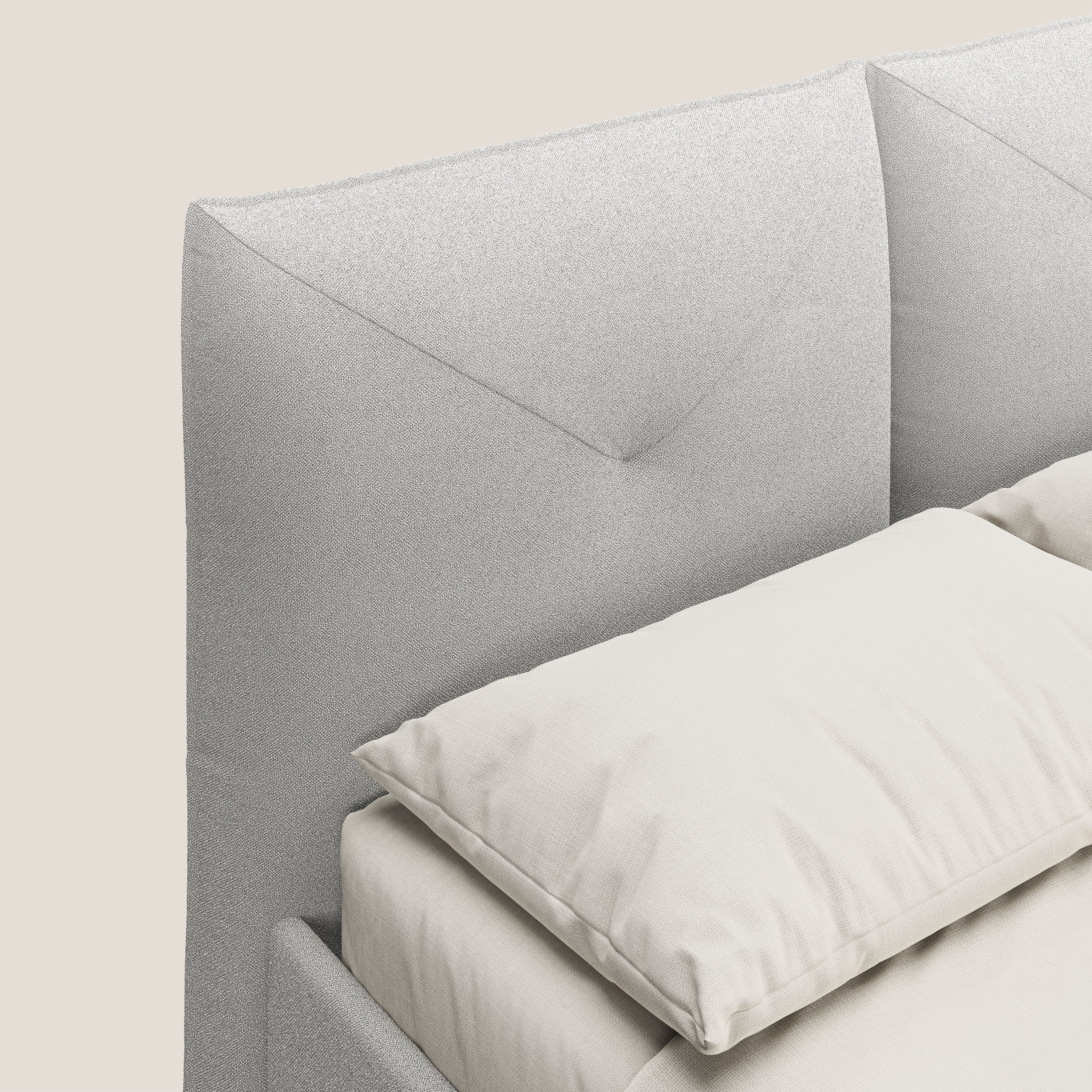 Adone letto imbottito contenitore a doppia pannellatura in bouclet impermeabile T07 grigio - divani.store