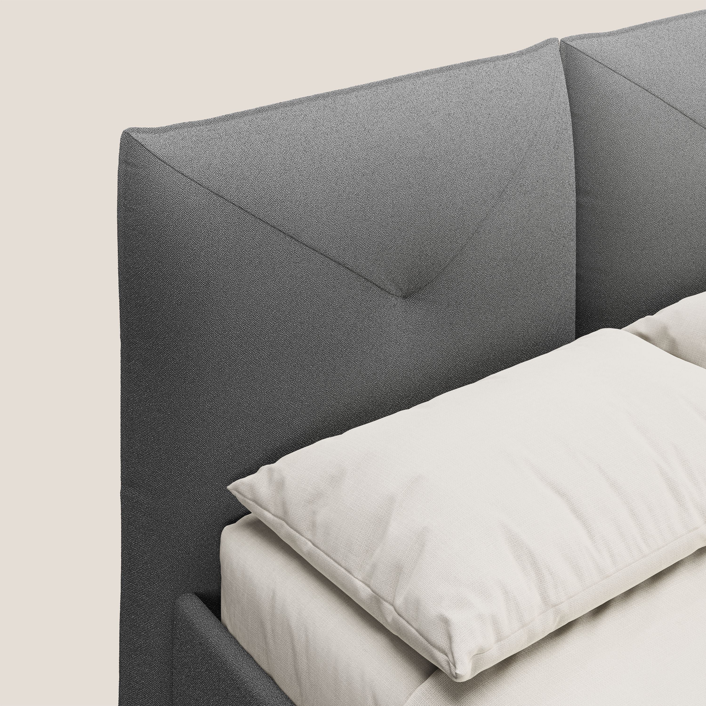 Adone letto imbottito contenitore a doppia pannellatura in bouclet impermeabile T07 antracite - divani.store