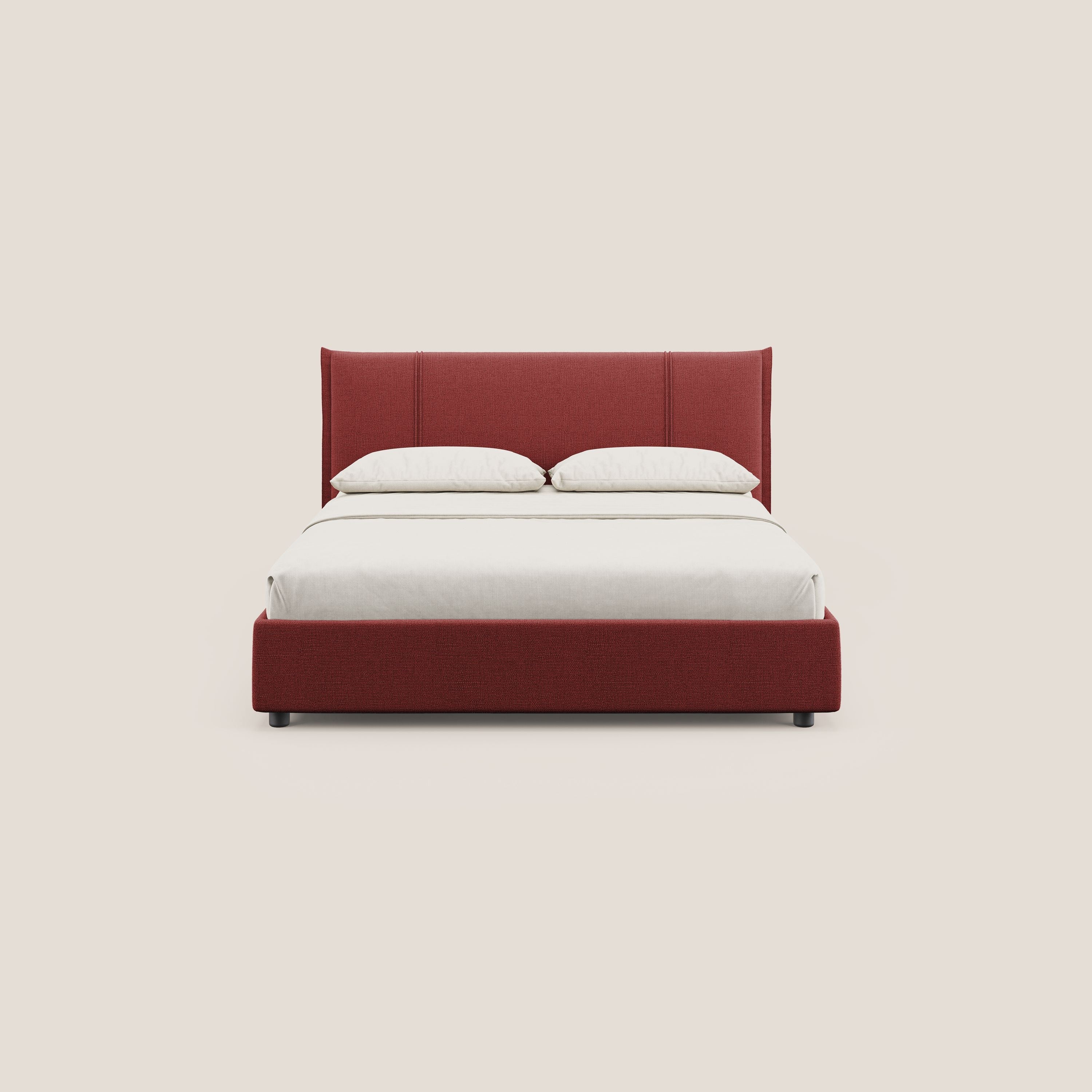 Alicia letto imbottito con vano contenitore in tessuto impermeabile T14 rosso - divani.store