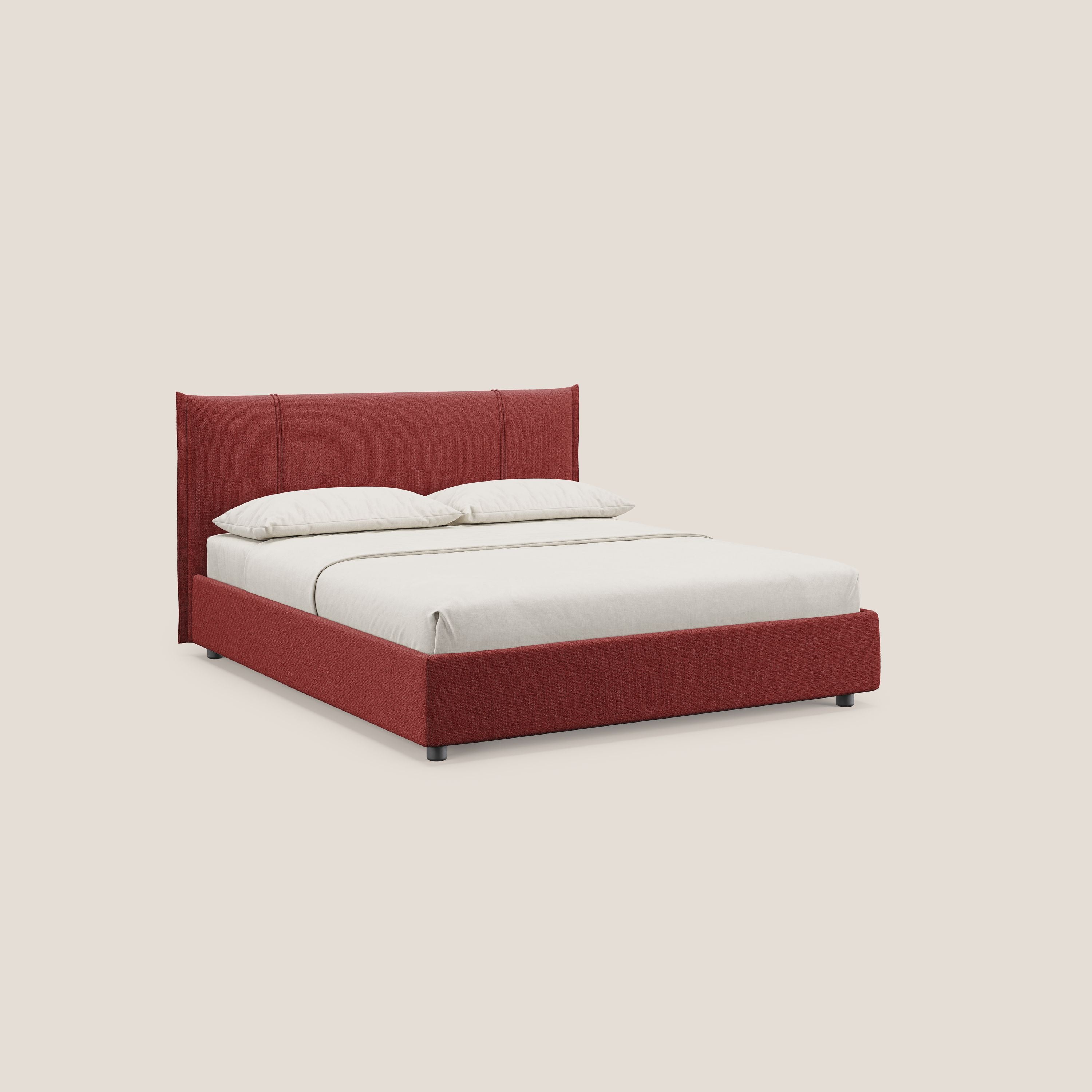 Alicia letto imbottito con vano contenitore in tessuto impermeabile T14 rosso - divani.store