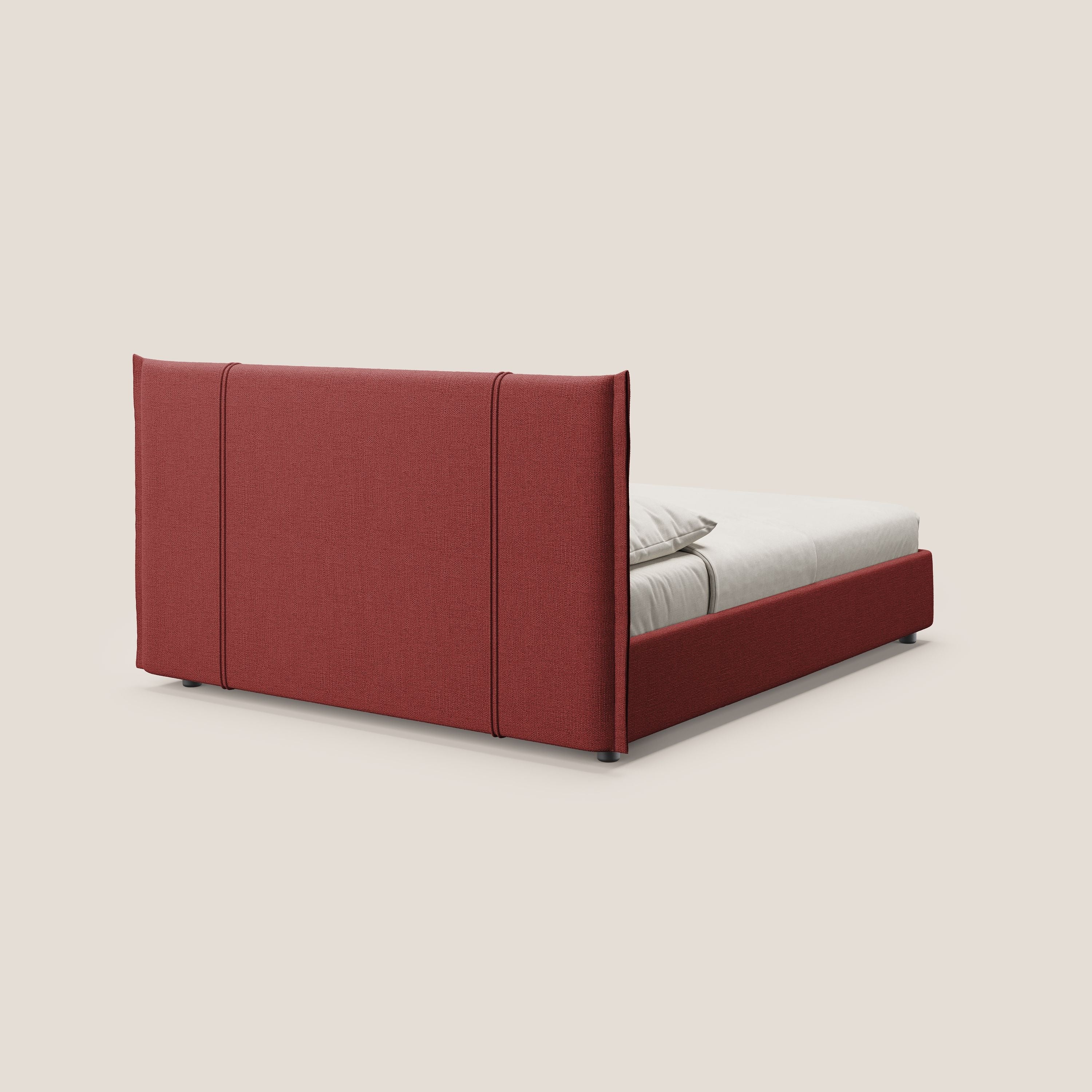 Alicia letto imbottito con vano contenitore in tessuto impermeabile T14 rosso - divani.store