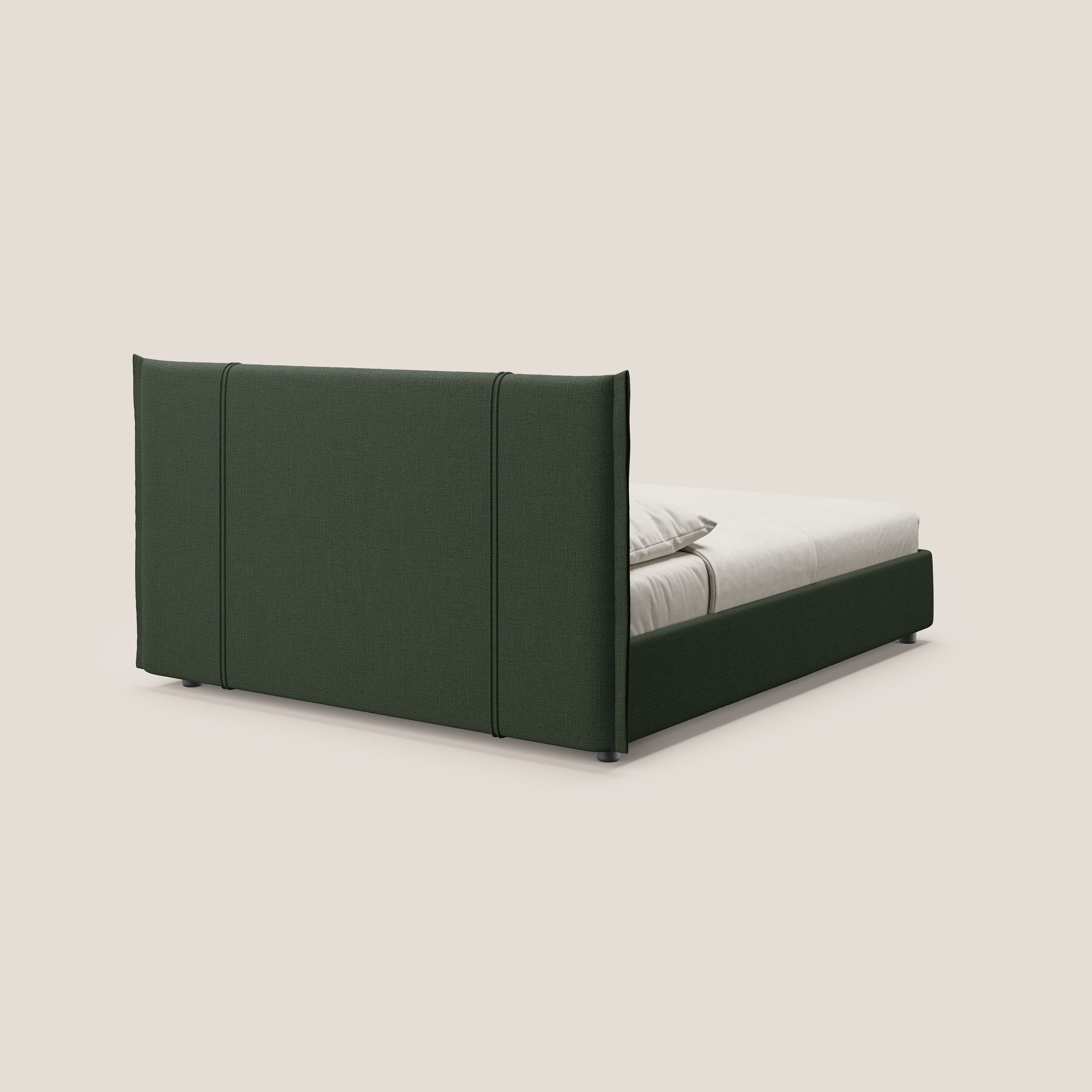 Alicia letto imbottito con vano contenitore in tessuto impermeabile T14 verde - divani.store