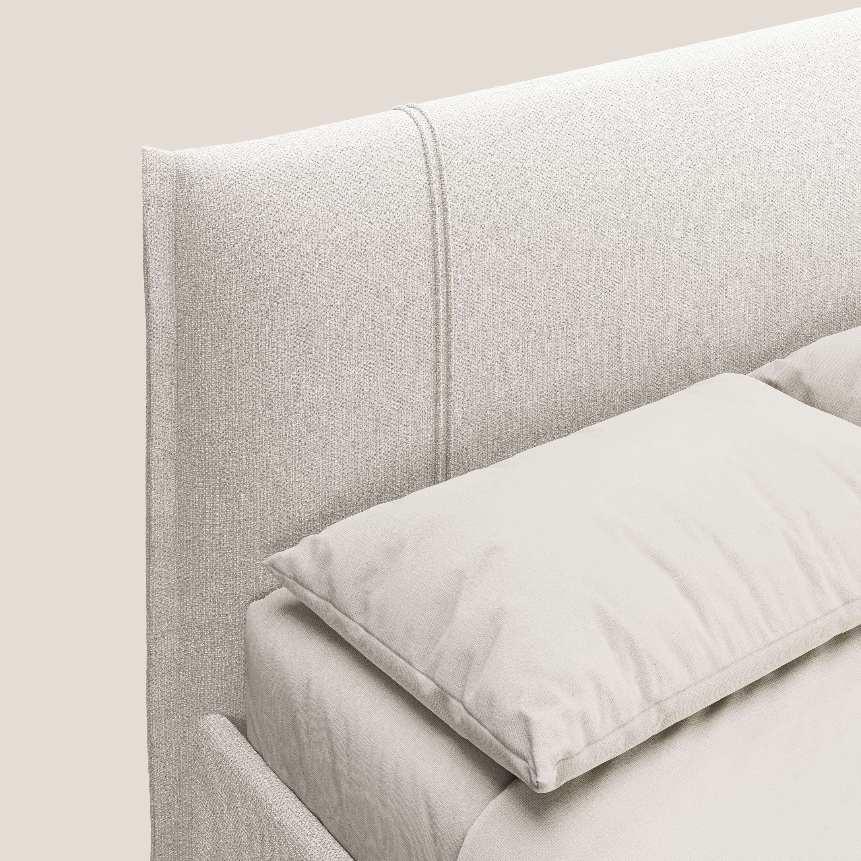 Alicia letto imbottito con vano contenitore in tessuto impermeabile T14 panna - divani.store