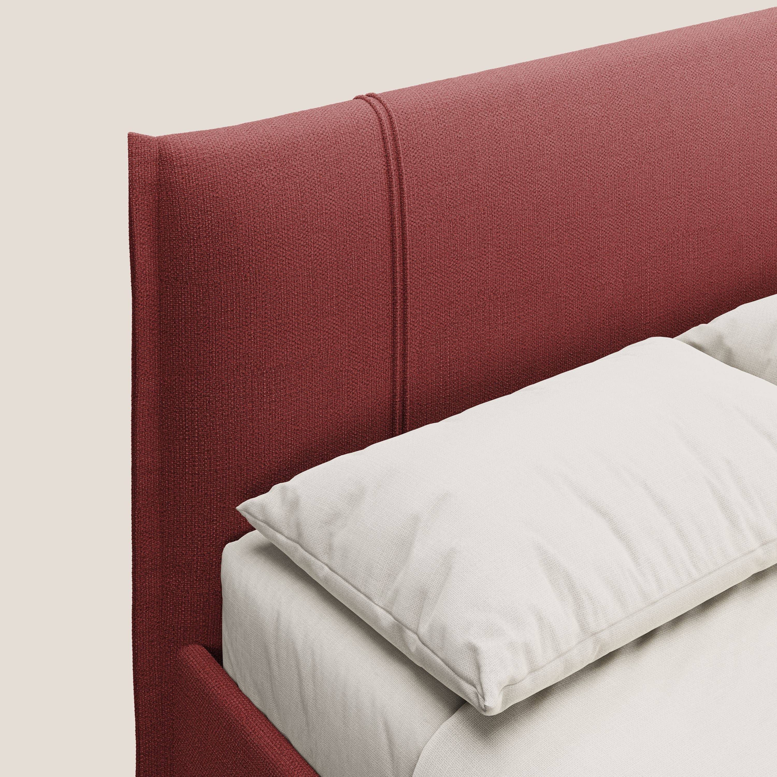 Alicia letto imbottito con vano contenitore in tessuto impermeabile T14 rosso - divani.store