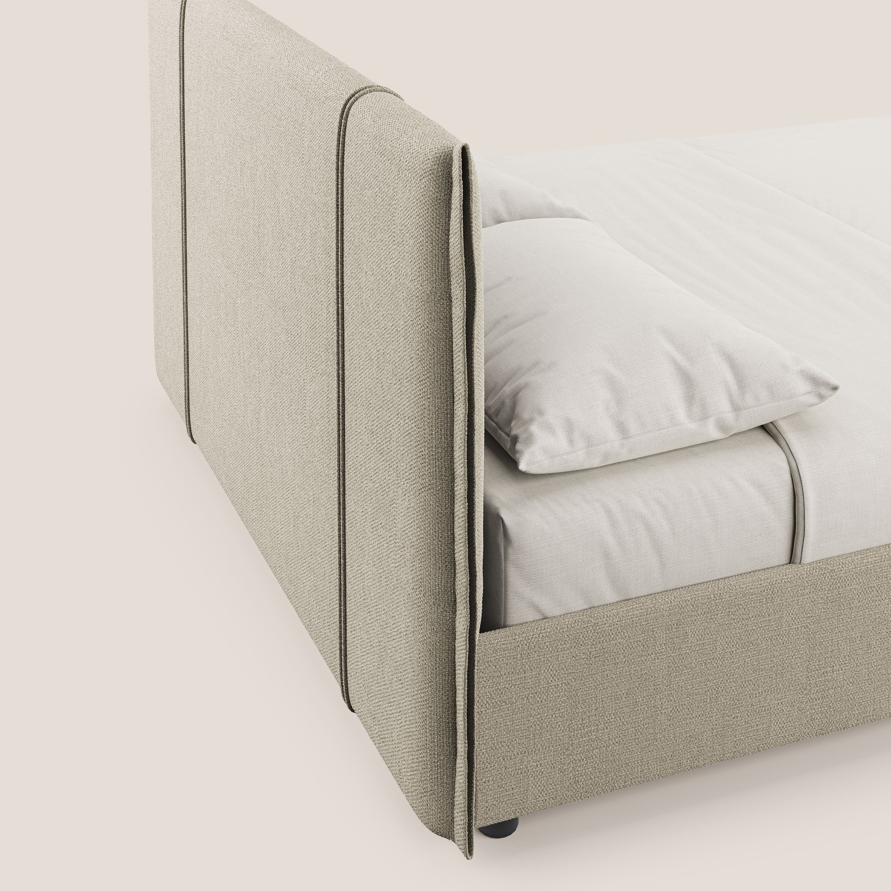Alicia letto imbottito con vano contenitore in tessuto impermeabile T14 beige - divani.store