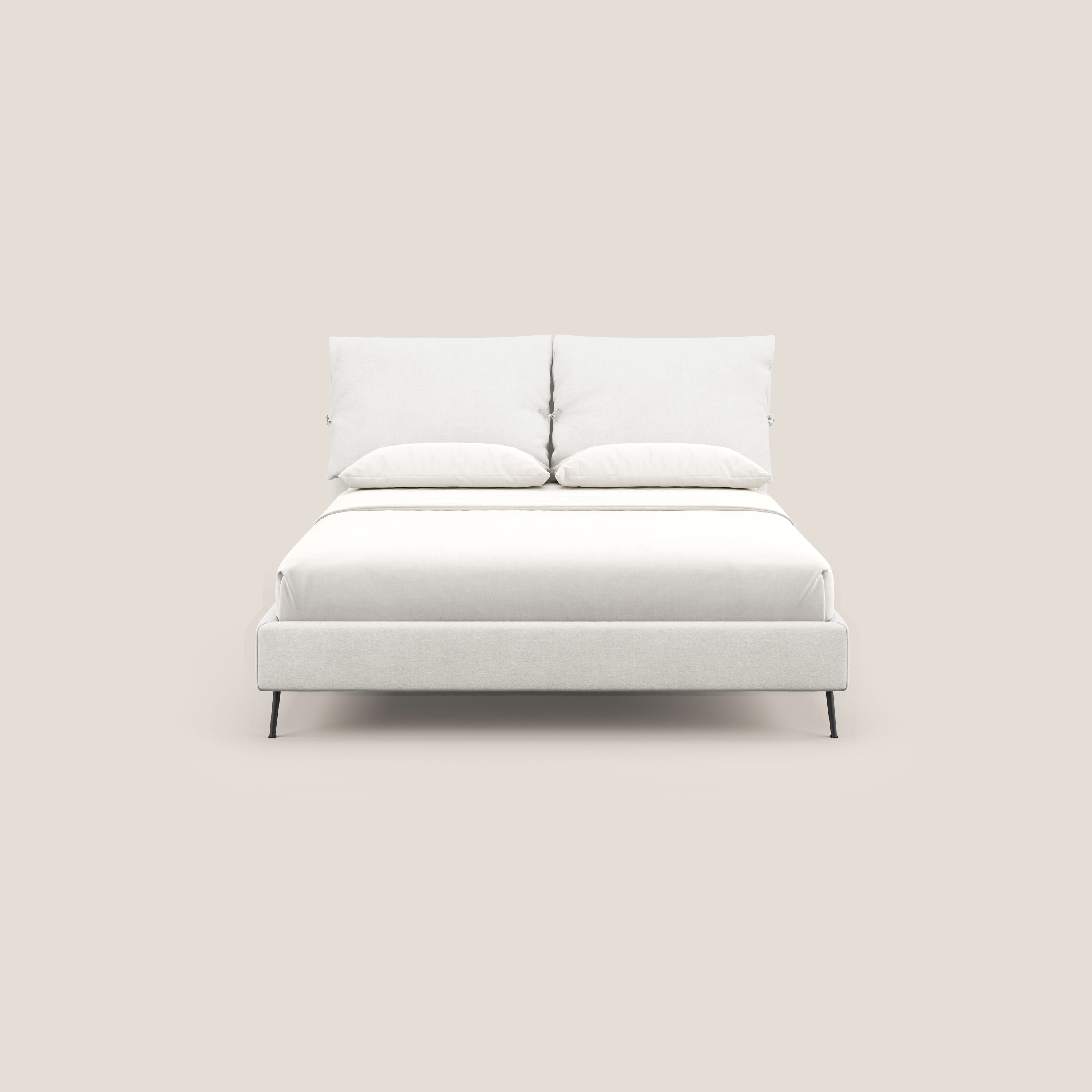 Artemisia letto imbottito con piedini alti sfoderabile in tessuto smacchiabile T17 bianco - divani.store