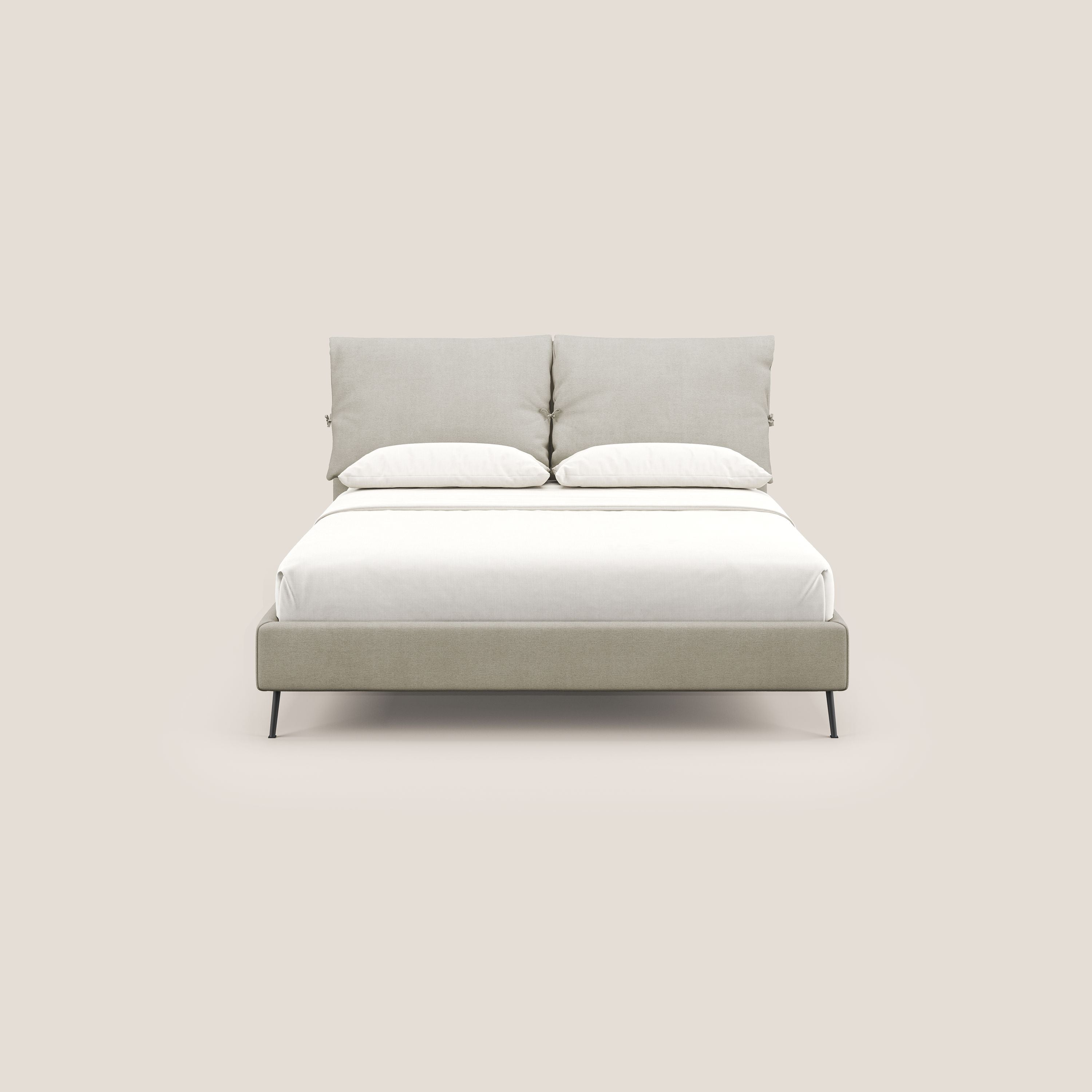 Artemisia letto imbottito con piedini alti sfoderabile in tessuto smacchiabile T17 panna - divani.store