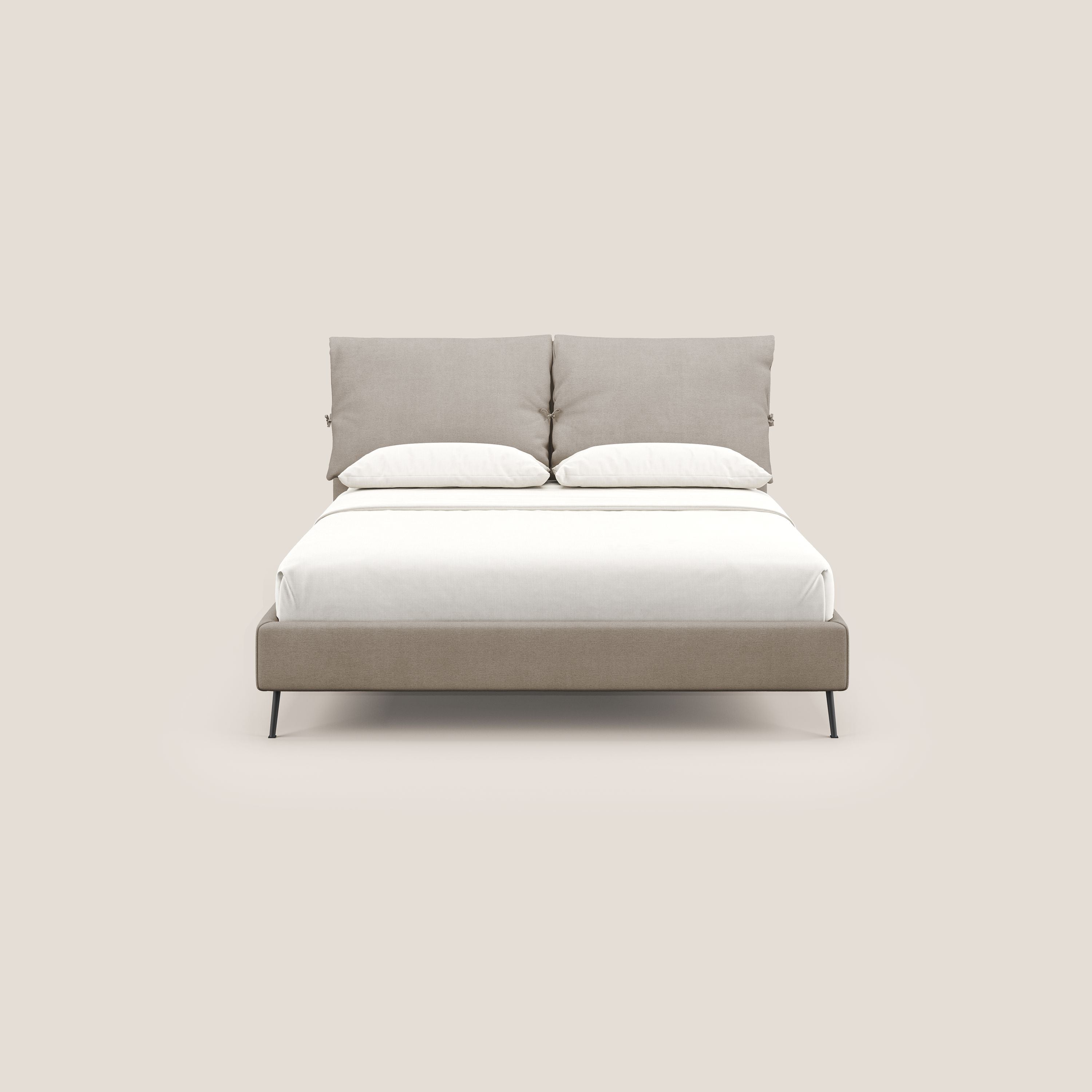 Artemisia letto imbottito con piedini alti sfoderabile in tessuto smacchiabile T17 beige - divani.store
