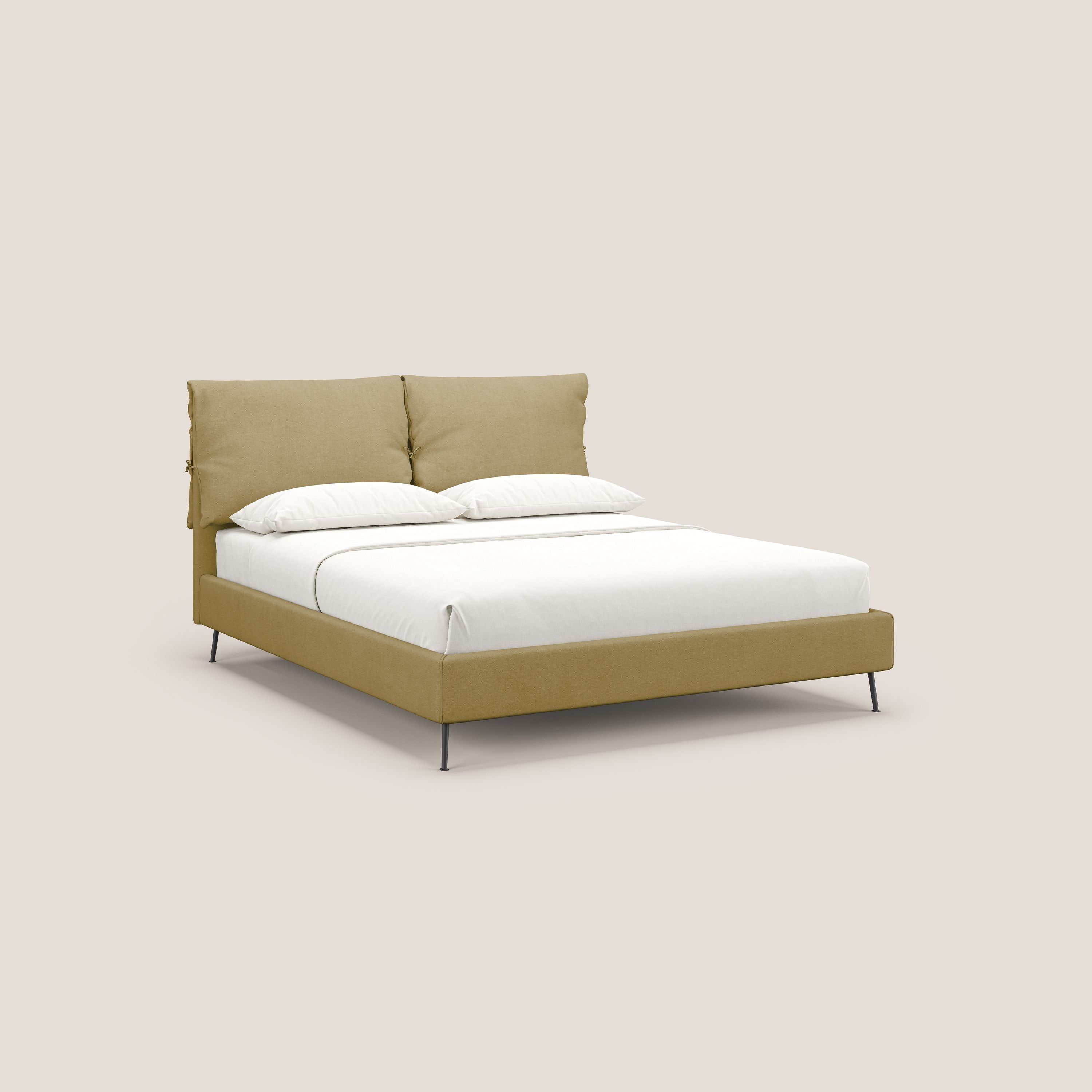 Artemisia letto imbottito con piedini alti sfoderabile in tessuto smacchiabile T17 giallo - divani.store