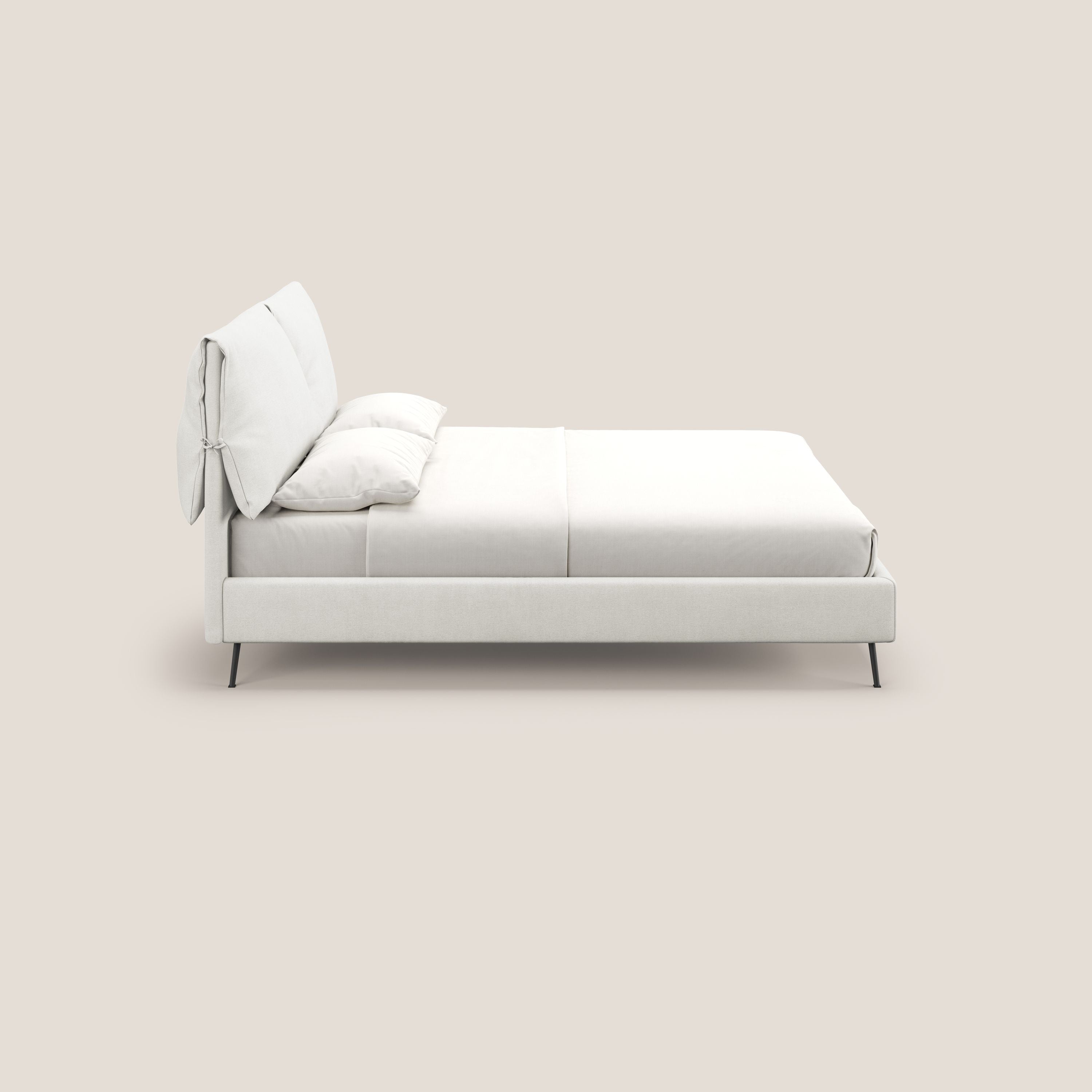 Artemisia letto imbottito con piedini alti sfoderabile in tessuto smacchiabile T17 bianco - divani.store