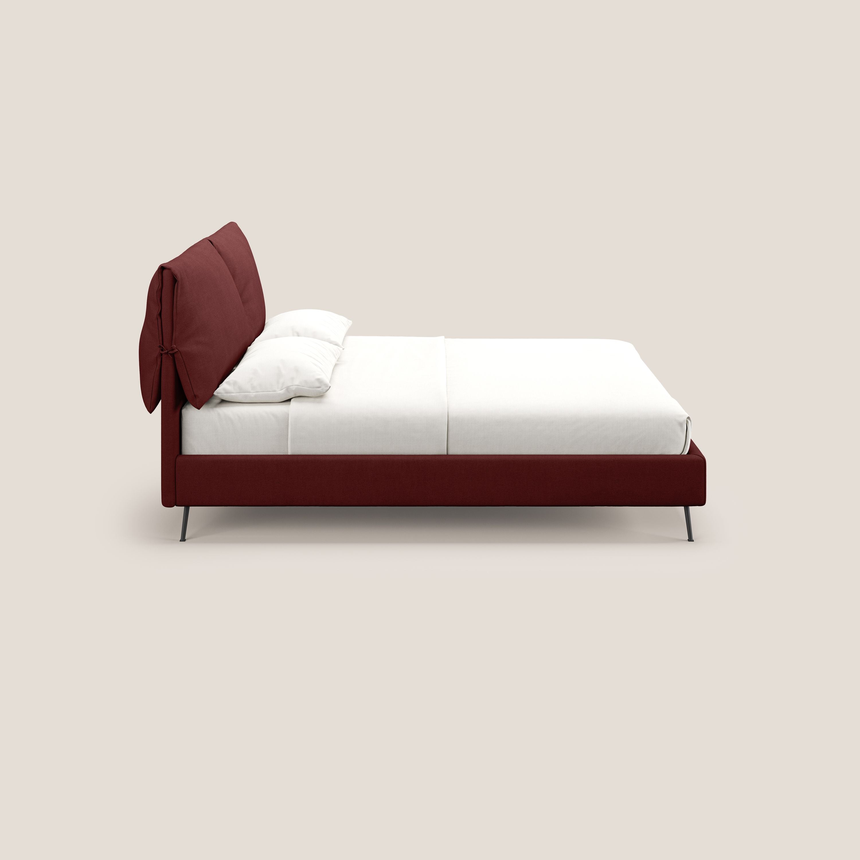 Artemisia letto imbottito con piedini alti sfoderabile in tessuto smacchiabile T17 rosso - divani.store