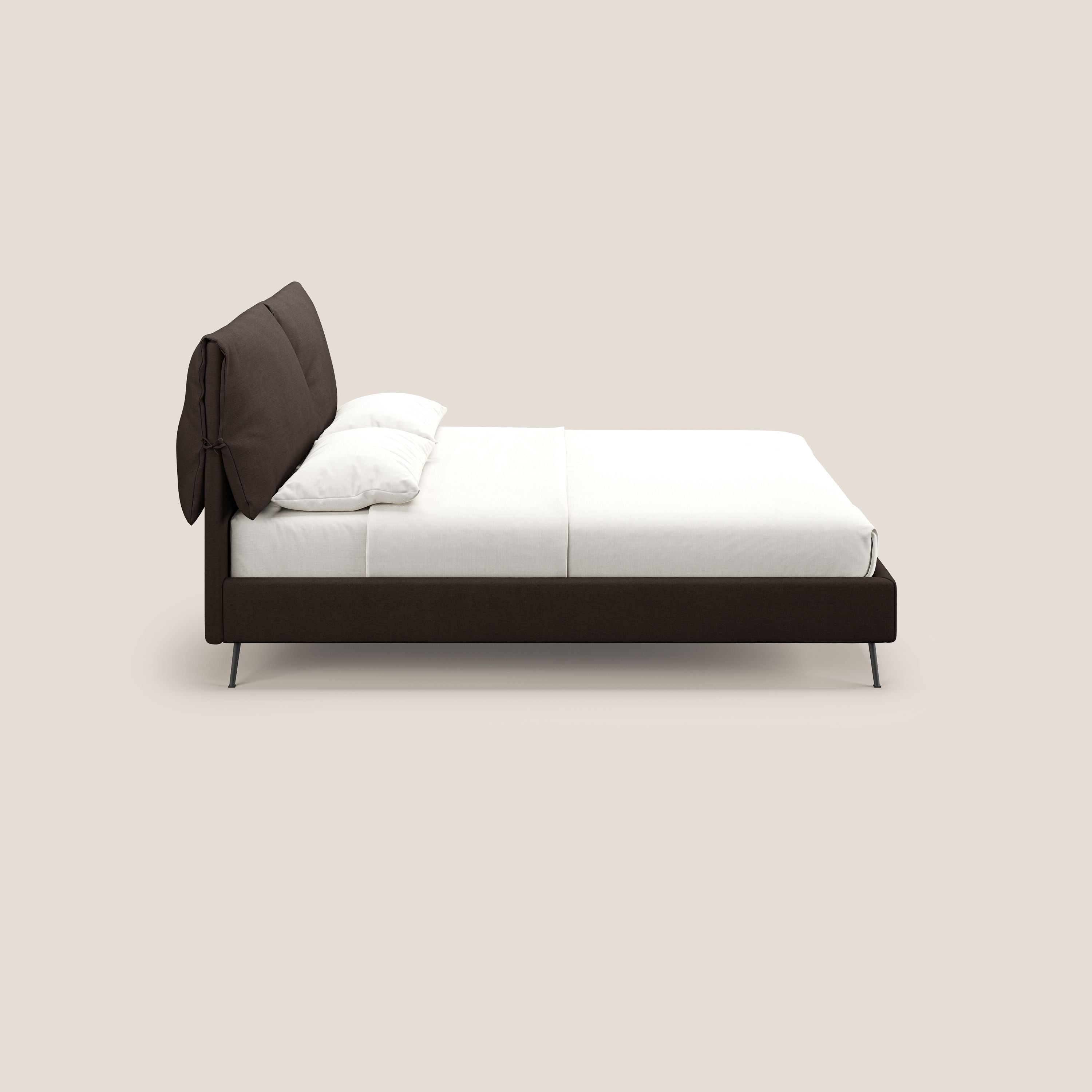 Artemisia letto imbottito con piedini alti sfoderabile in tessuto smacchiabile T17 marrone - divani.store