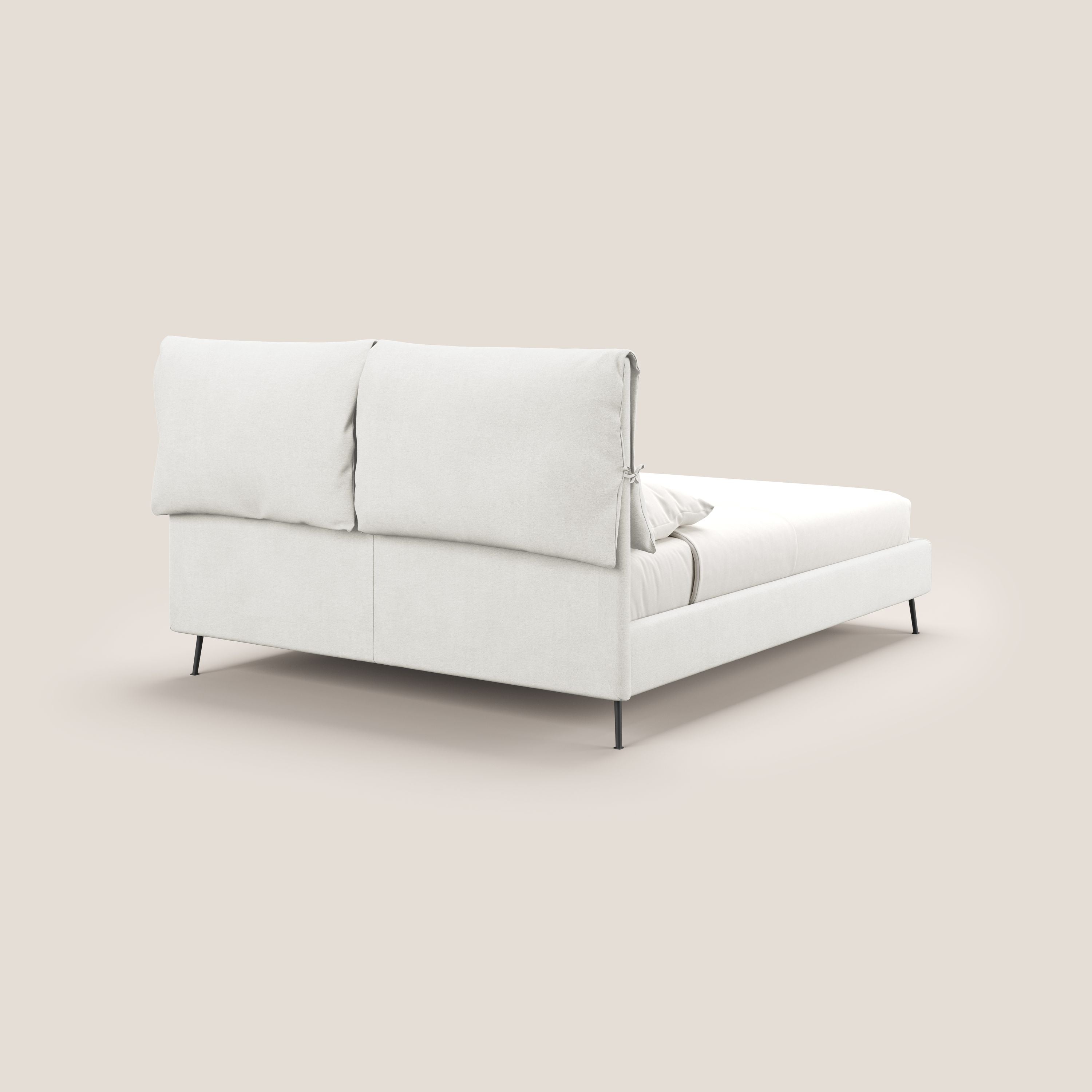 Artemisia letto imbottito con piedini alti sfoderabile in tessuto smacchiabile T17 bianco - divani.store